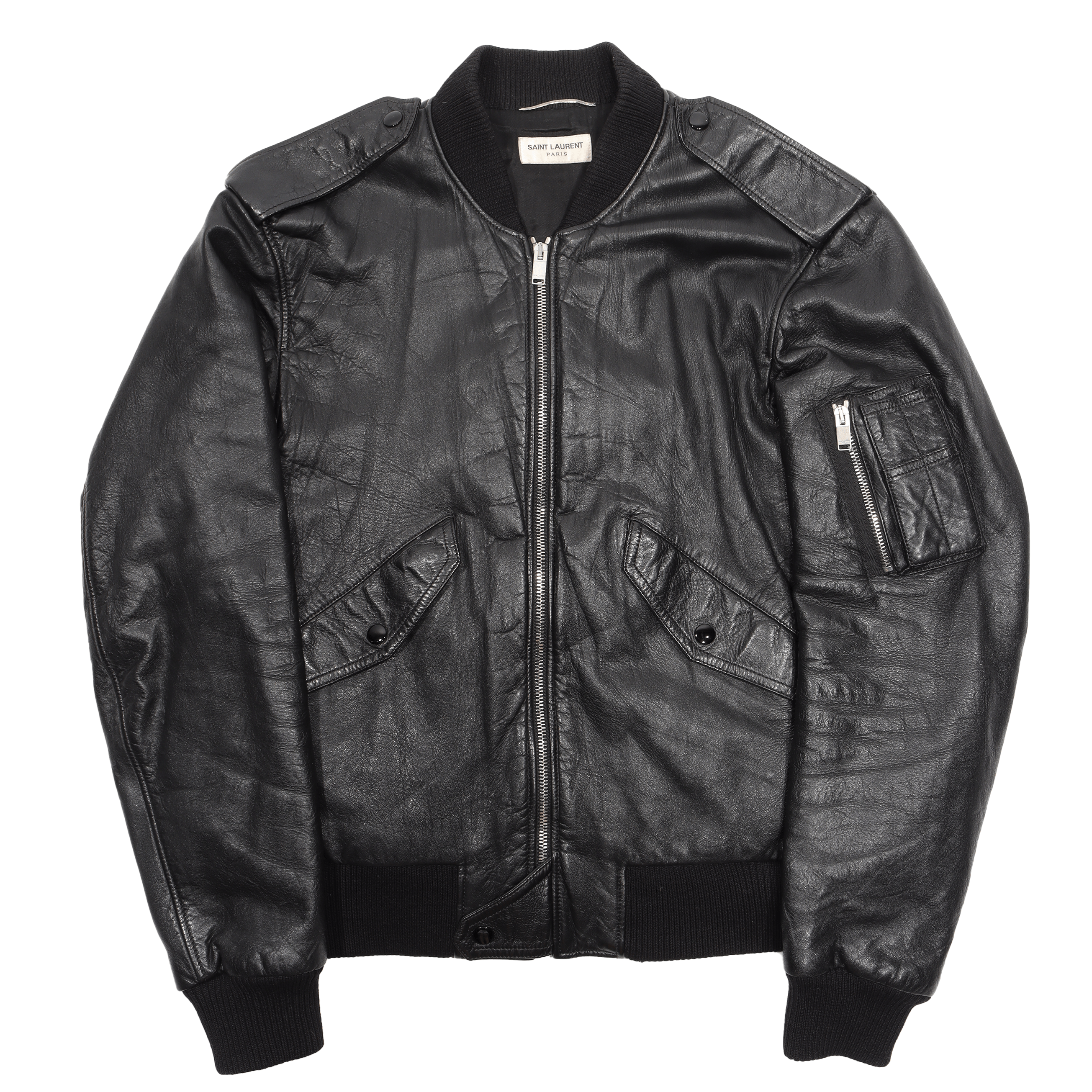 Saint Laurent Paris Saint Laurent Leather Bomber Jacket (2016) Size US L / EU 52-54 / 3 - 1 Thumbnail