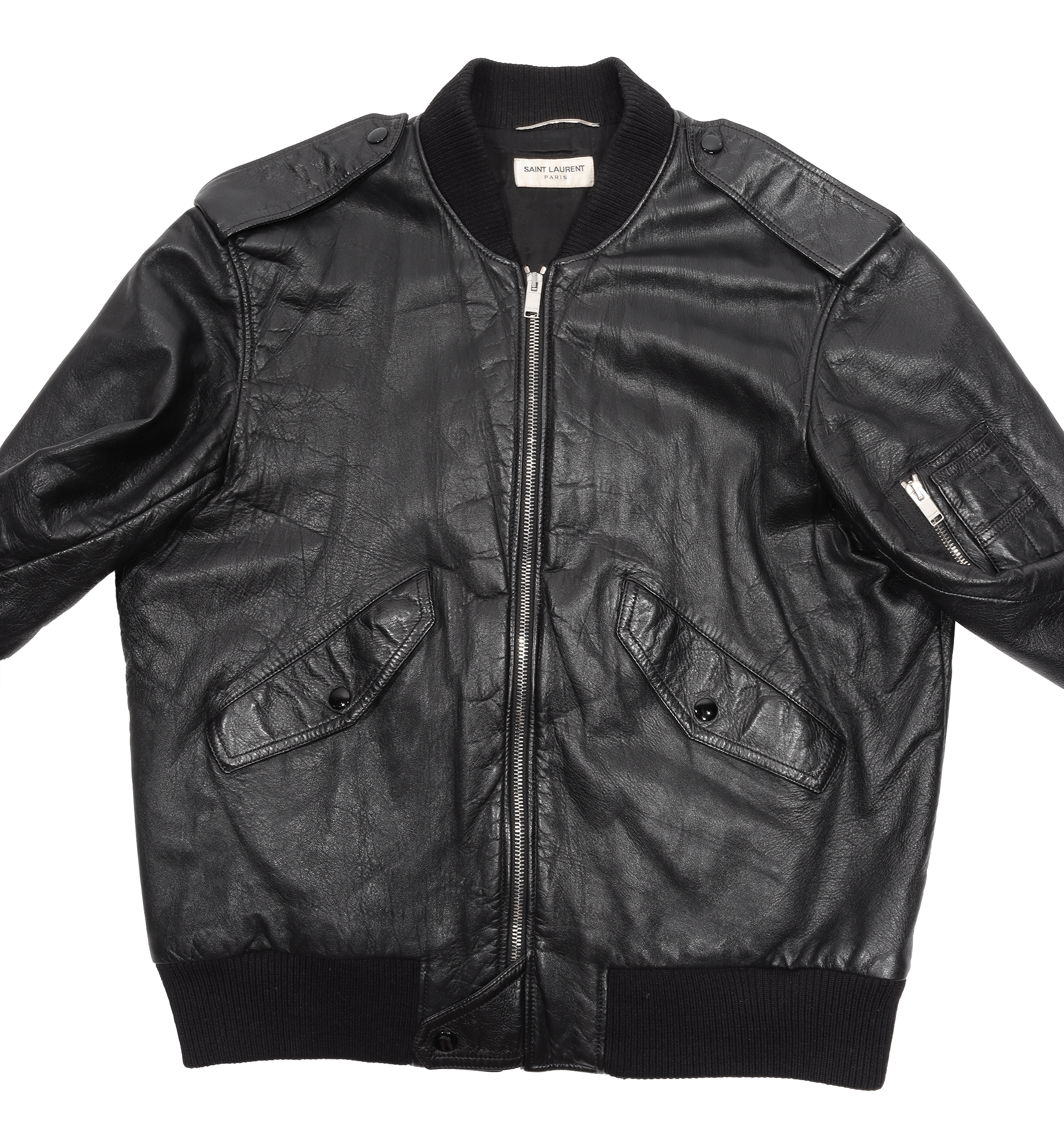 Saint Laurent Paris Saint Laurent Leather Bomber Jacket (2016) Size US L / EU 52-54 / 3 - 3 Thumbnail