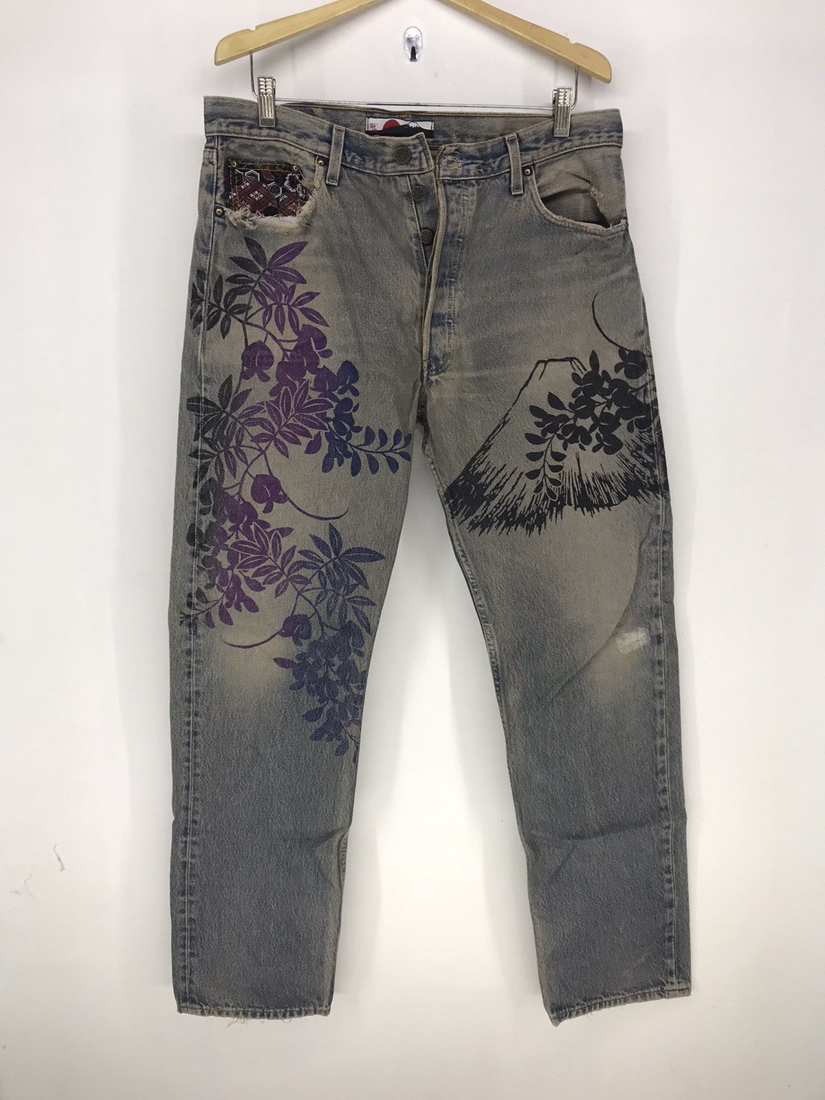 Vintage Vintage Mount Fuji Floral Motif Print Jeans Size US 35 - 1 Thumbnail