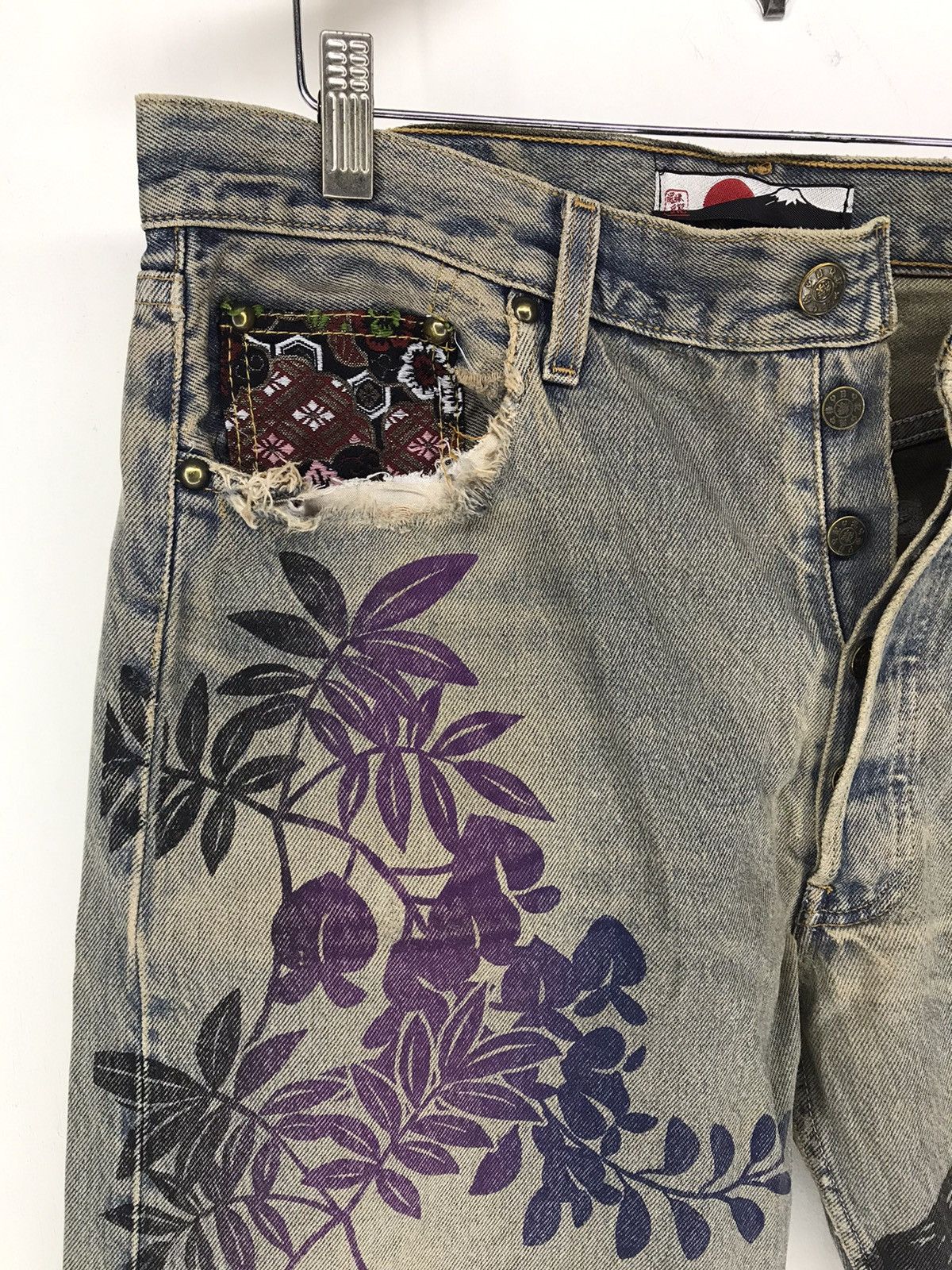 Vintage Vintage Mount Fuji Floral Motif Print Jeans Size US 35 - 4 Thumbnail
