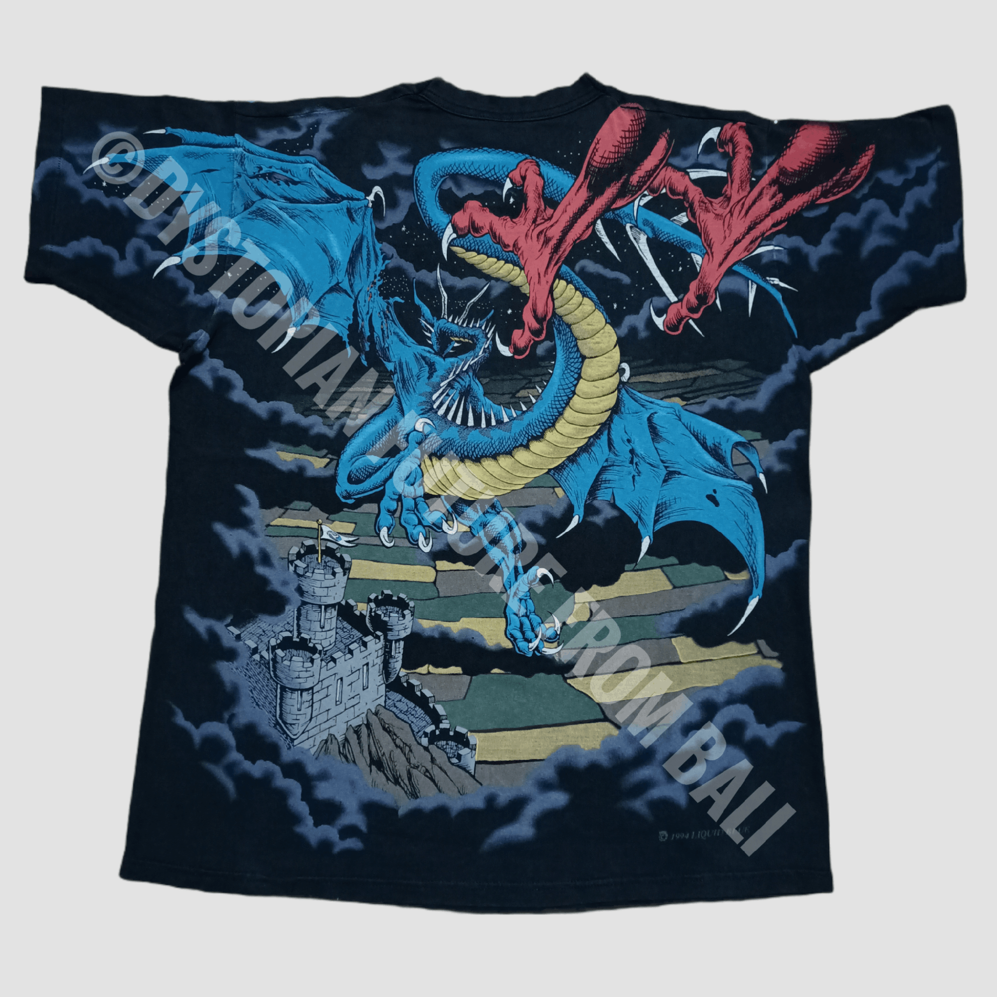 Liquid Blue Vtg 1994 Liquid Blue Duelling Dragons All Over Print Tshirt Size US XL / EU 56 / 4 - 2 Thumbnail