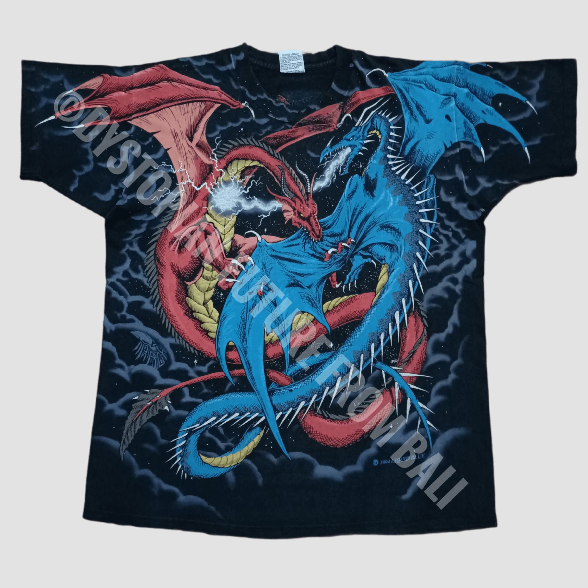 Liquid Blue Vtg 1994 Liquid Blue Duelling Dragons All Over Print Tshirt Size US XL / EU 56 / 4 - 1 Thumbnail