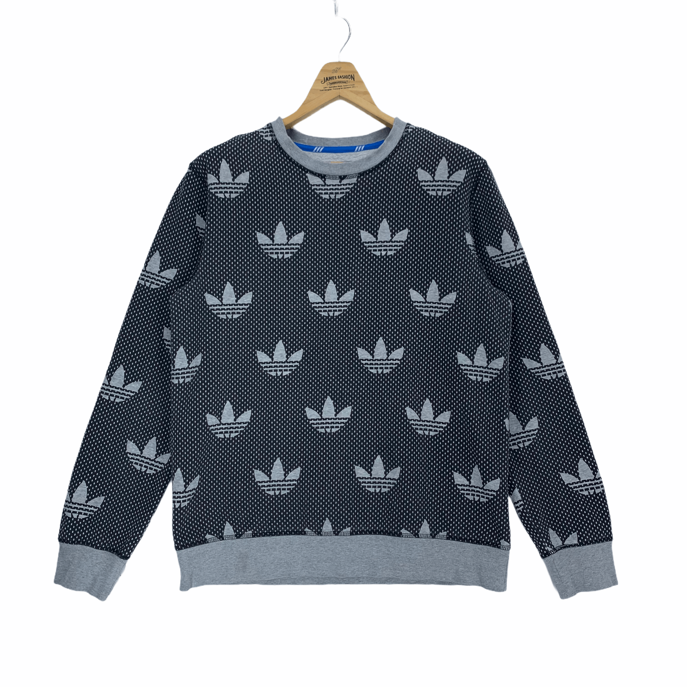 image of Adidas Trefoil Fullprint Logo Sweatshirt 2918-38 in Black, Men's (Size Medium)