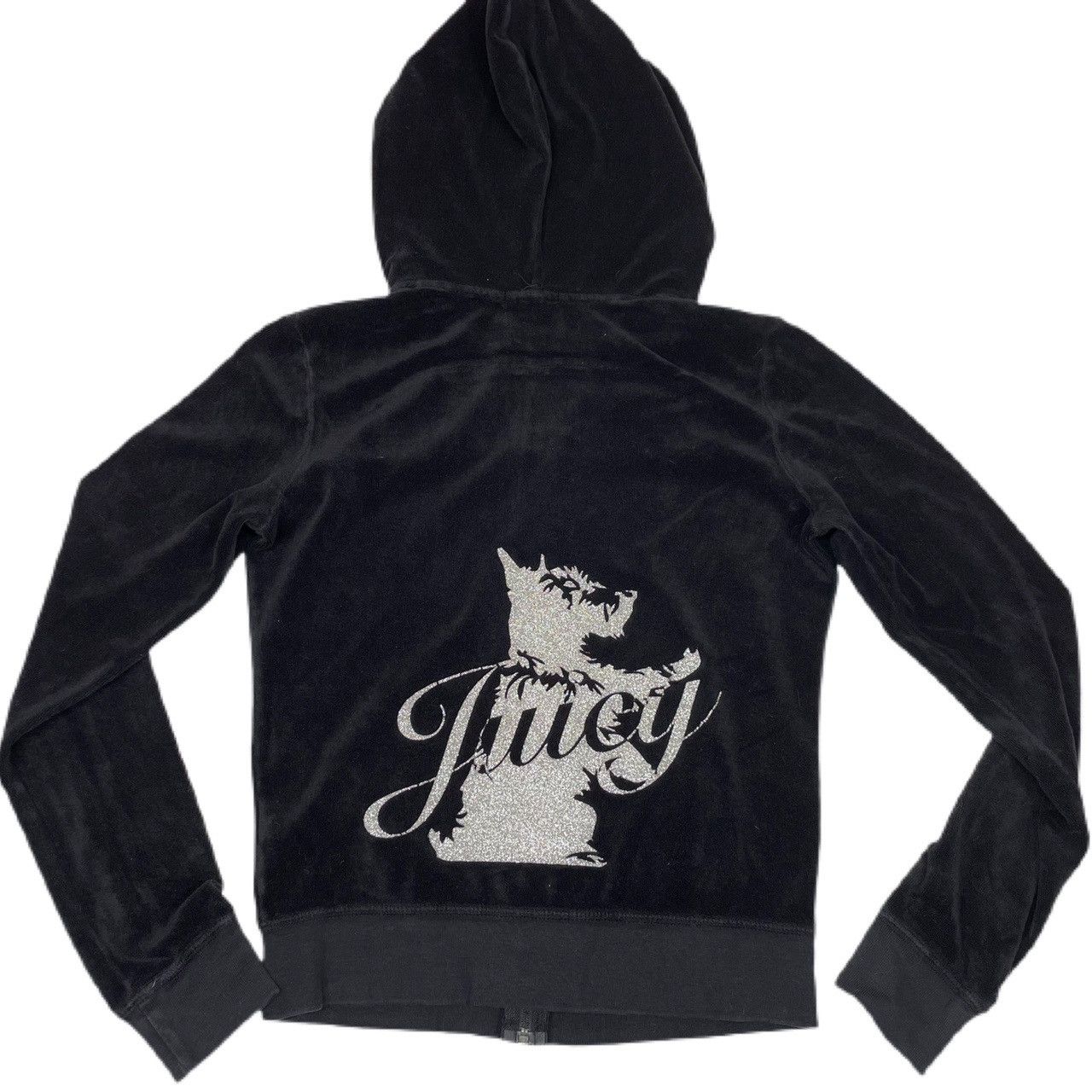 Vintage Juicy Couture Scottie Dogs Black Velour Hoodie Made In The USA Size S main image 0
