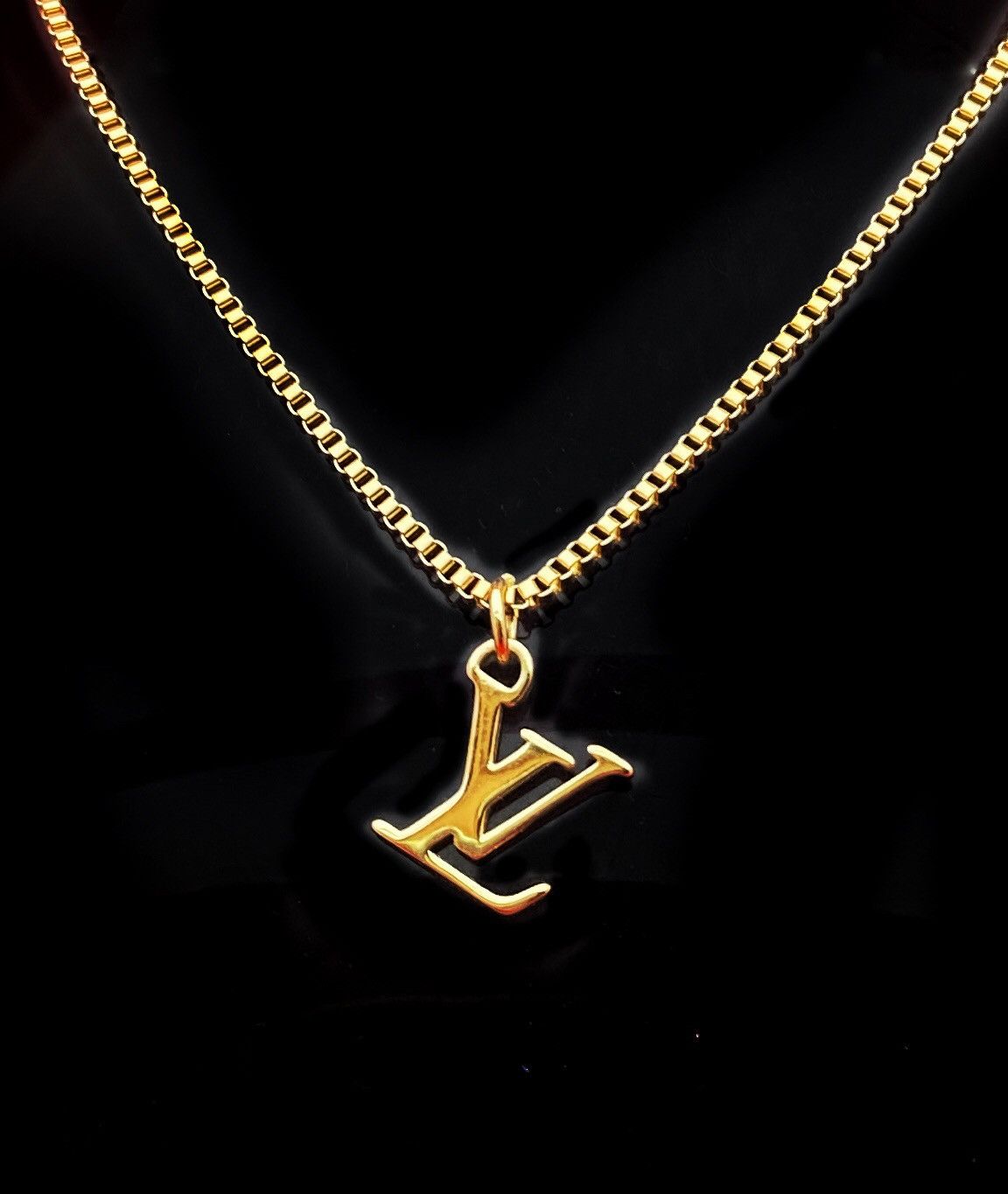 Louis Vuitton pendant necklace with gold plated chain