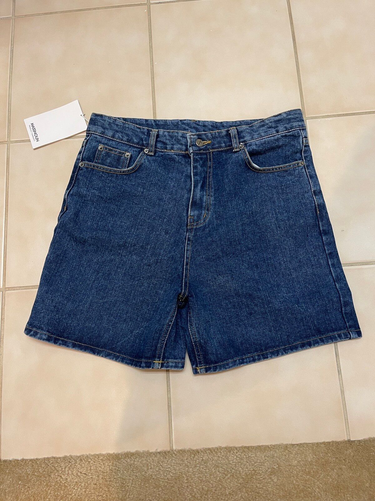 Custom Massnoun blue denim jeans shorts Jorts 34 | Grailed