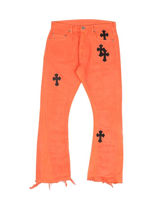 Chrome Hearts Chrome Hearts Art Basel Orange Cross Patch Flare Denim ...