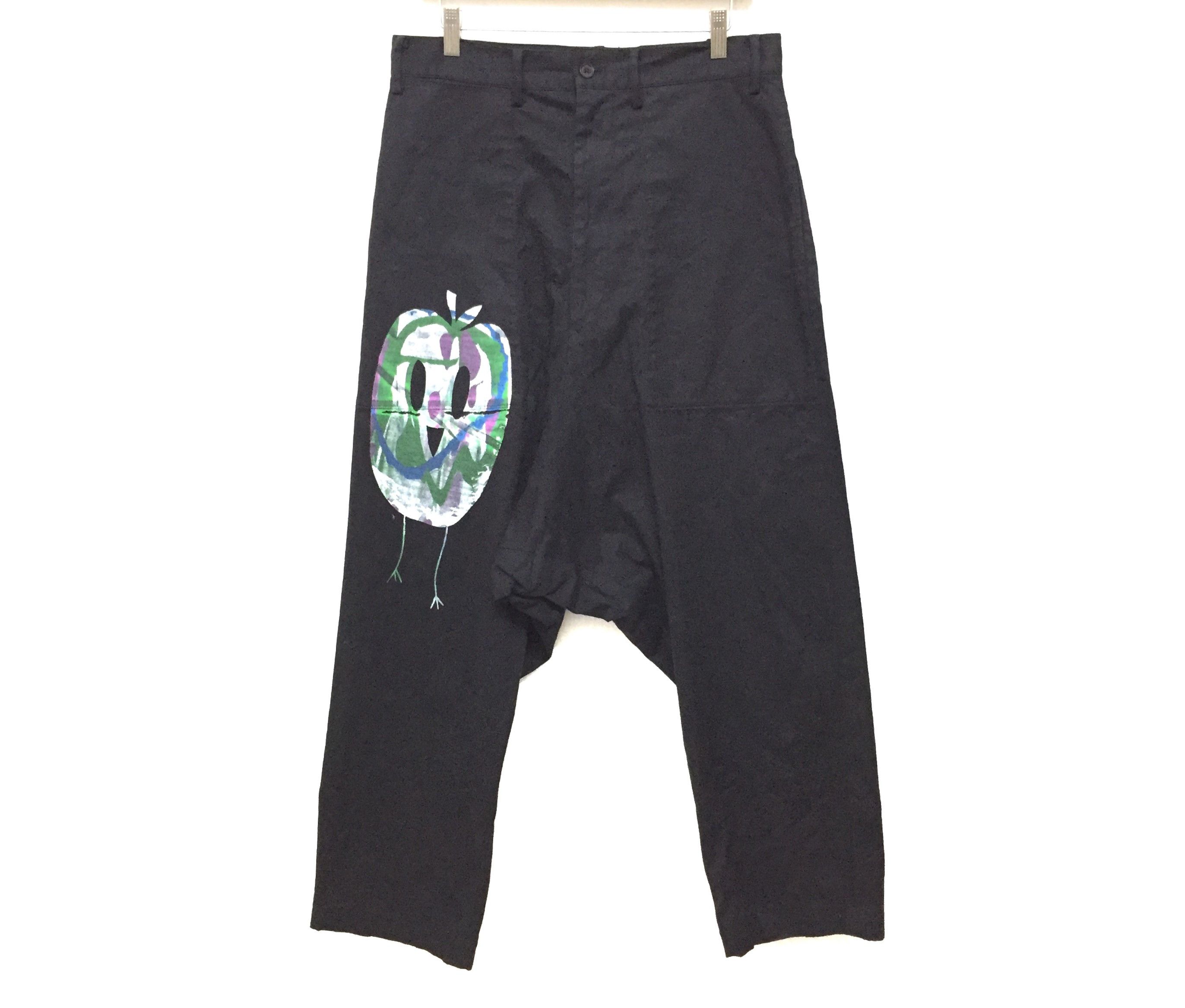 Y's for Men × Yohji Yamamoto AW00 Pour Homme drop crotch sarouel Apple smile painting Size US 31 - 2 Thumbnail