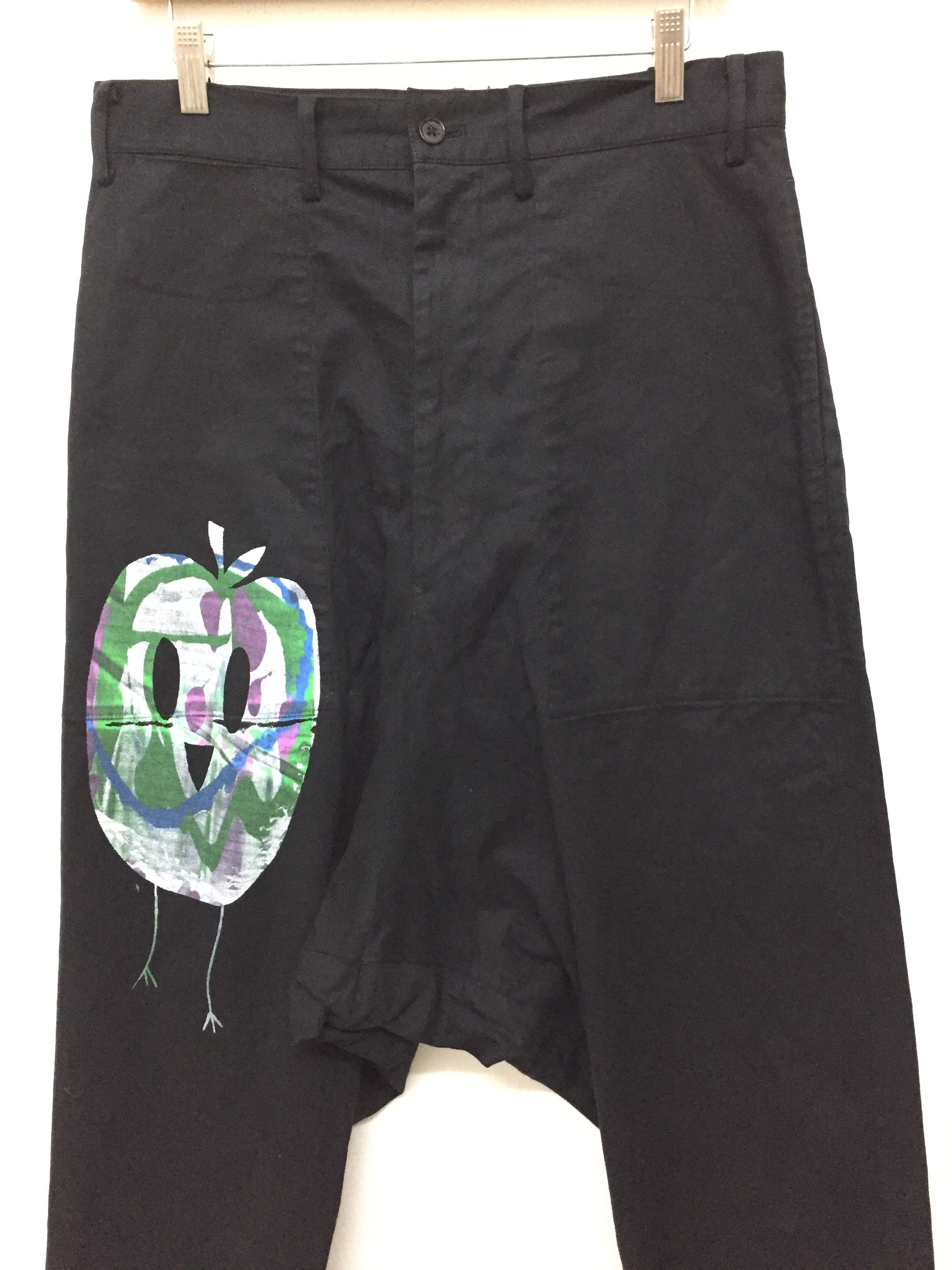 Y's for Men × Yohji Yamamoto AW00 Pour Homme drop crotch sarouel Apple smile painting Size US 31 - 3 Thumbnail