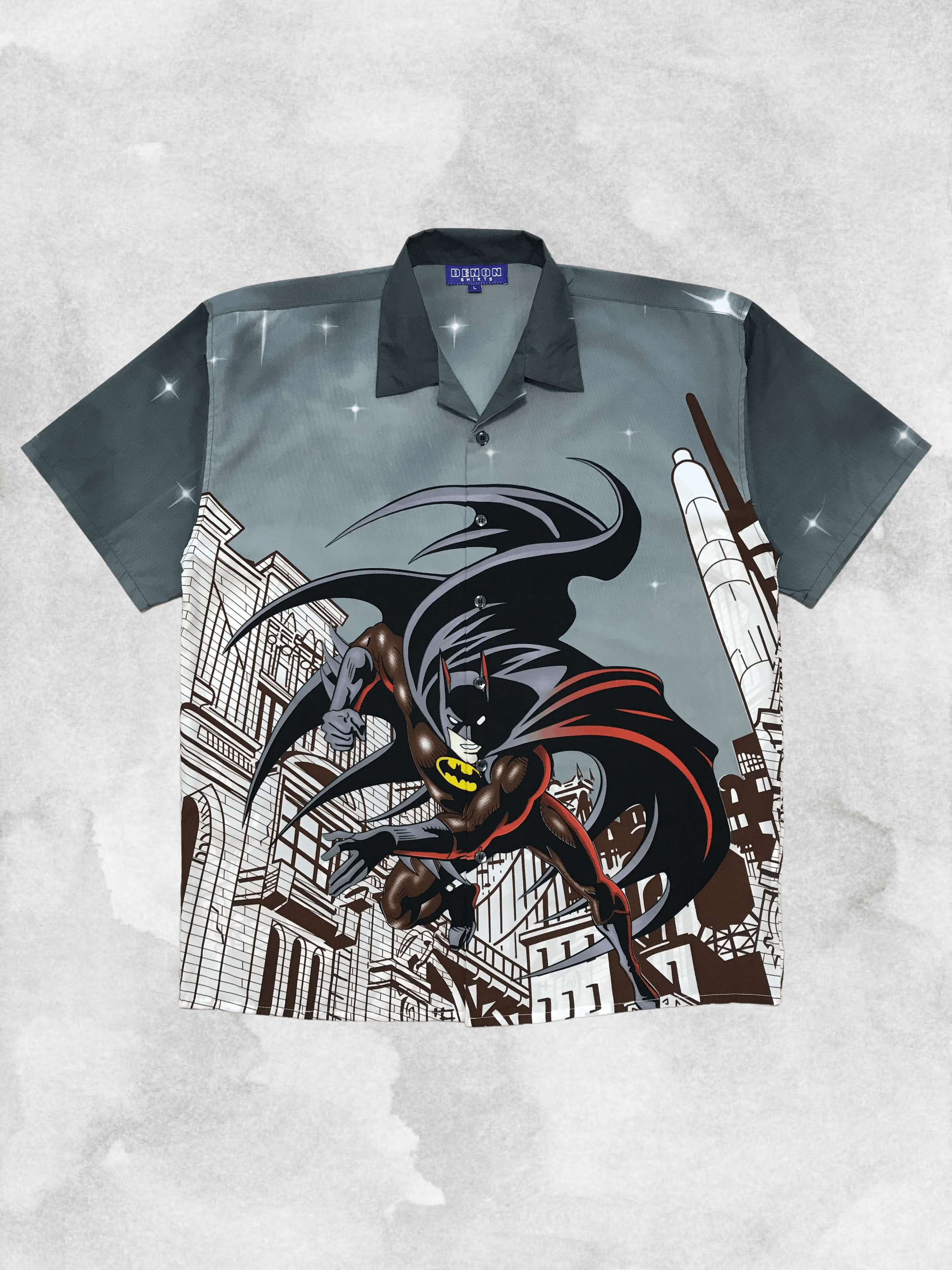 DC Comics BATMAN Vintage Crazy Shirt Hawaiian Allover Print Art 90s Size US L / EU 52-54 / 3 - 1 Thumbnail