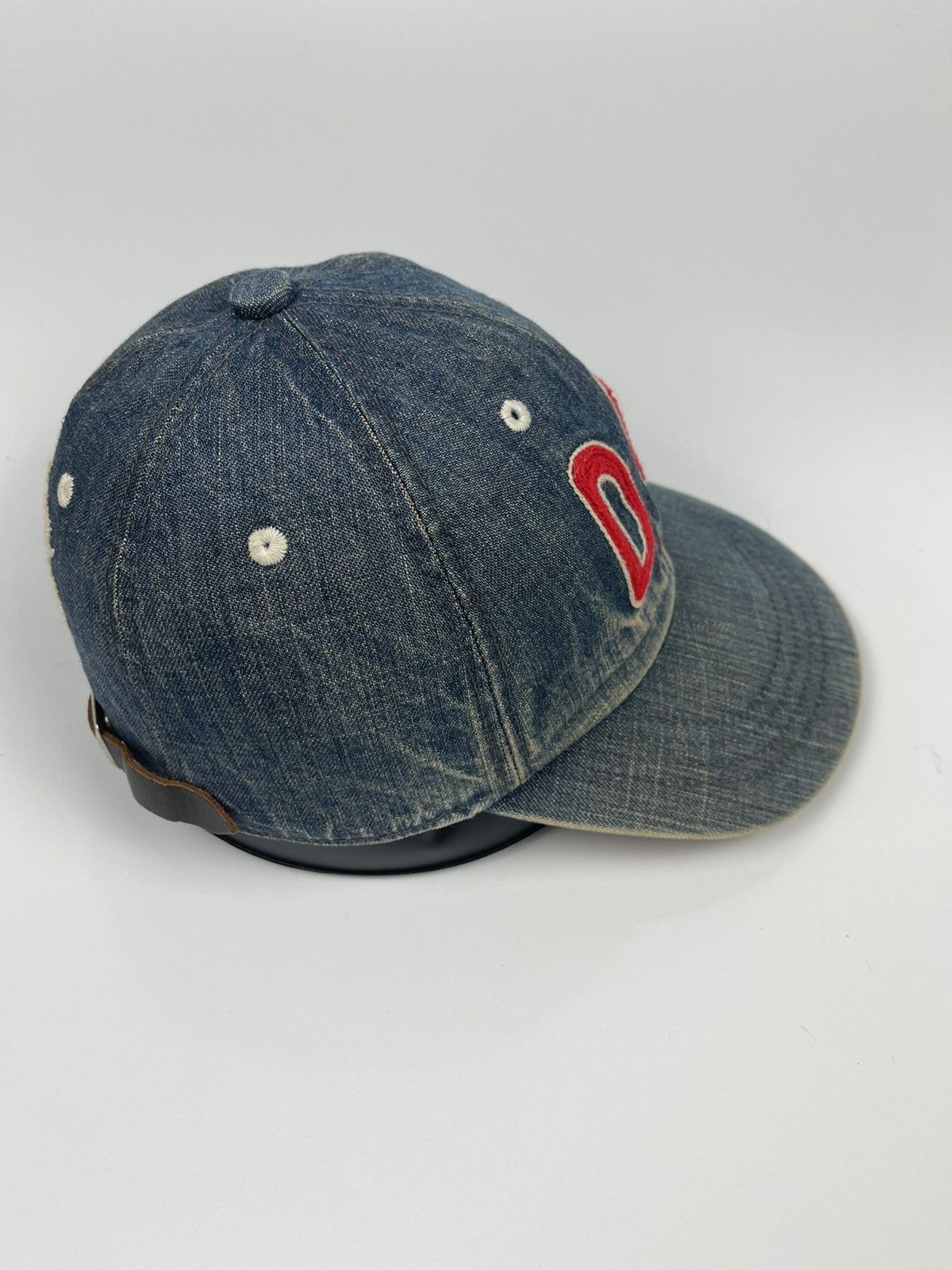 Japanese Brand Vintage Denim & Dungaree Leather Adjustble Hat Size ONE SIZE - 4 Thumbnail
