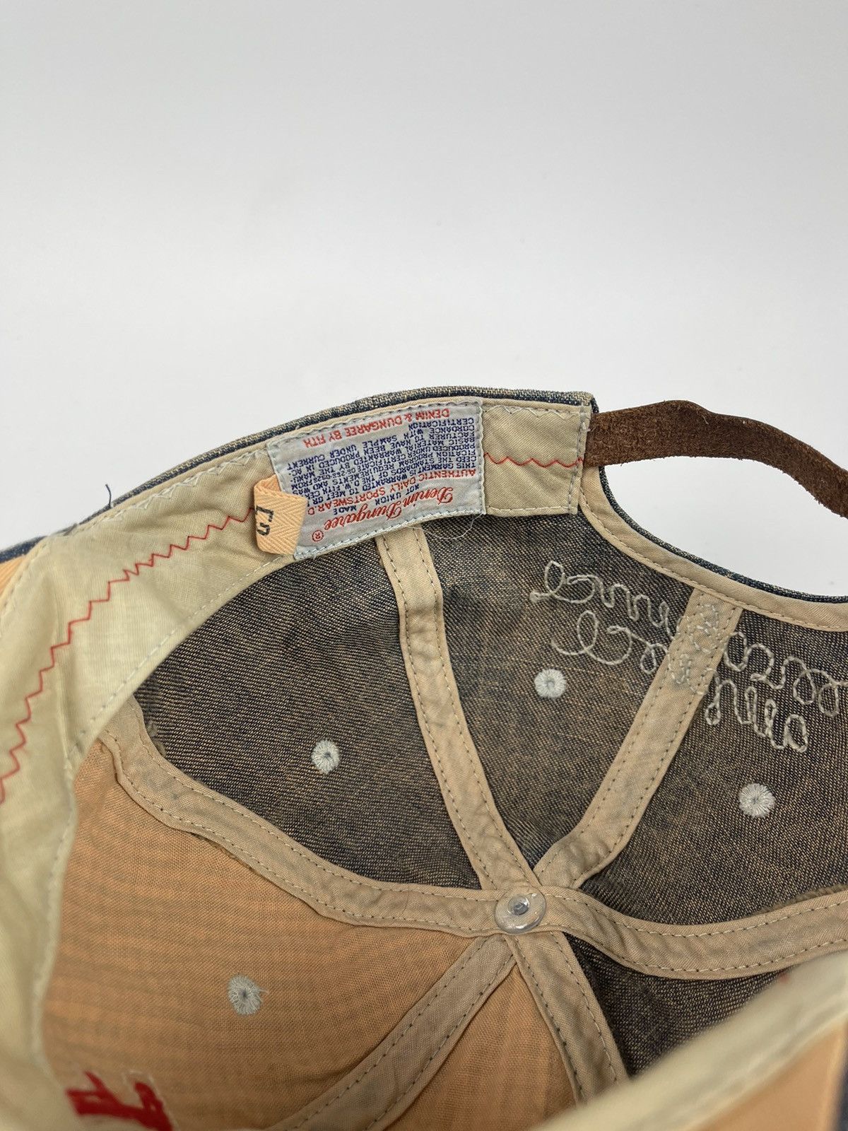Japanese Brand Vintage Denim & Dungaree Leather Adjustble Hat Size ONE SIZE - 12 Thumbnail