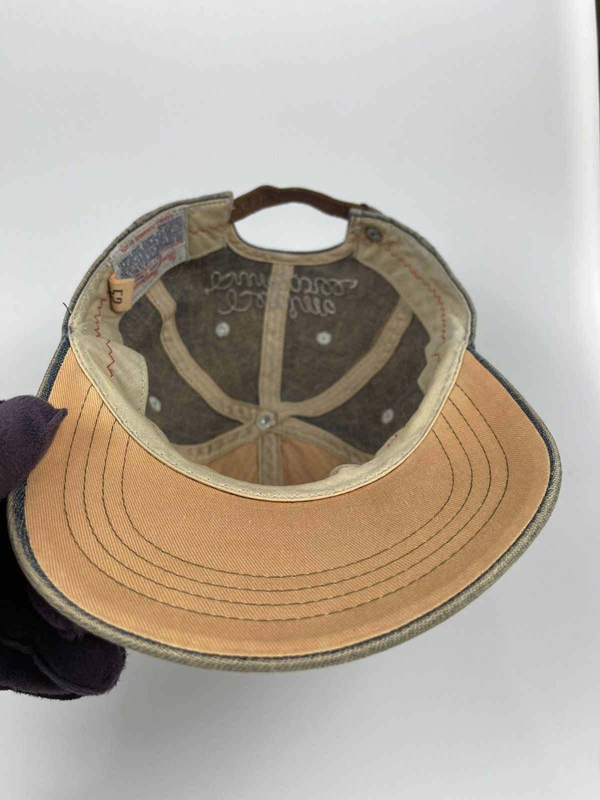 Japanese Brand Vintage Denim & Dungaree Leather Adjustble Hat Size ONE SIZE - 9 Thumbnail