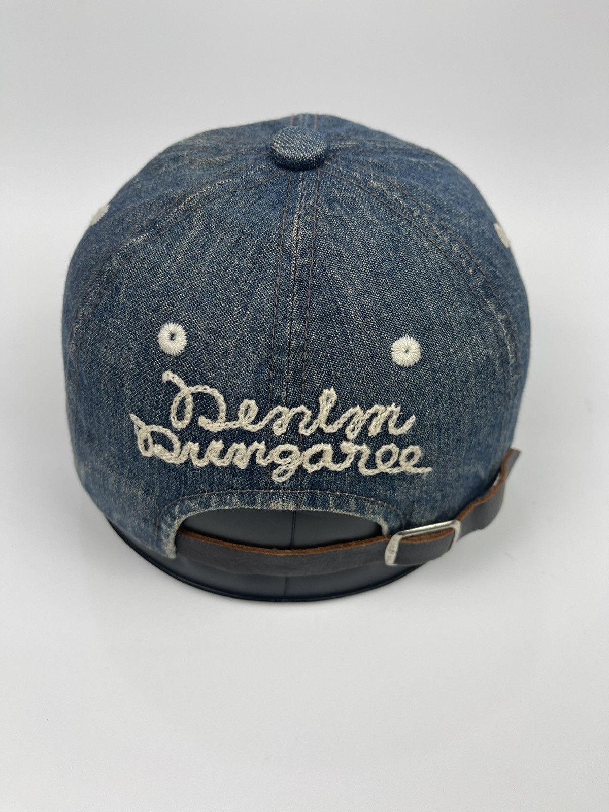 Japanese Brand Vintage Denim & Dungaree Leather Adjustble Hat Size ONE SIZE - 6 Thumbnail