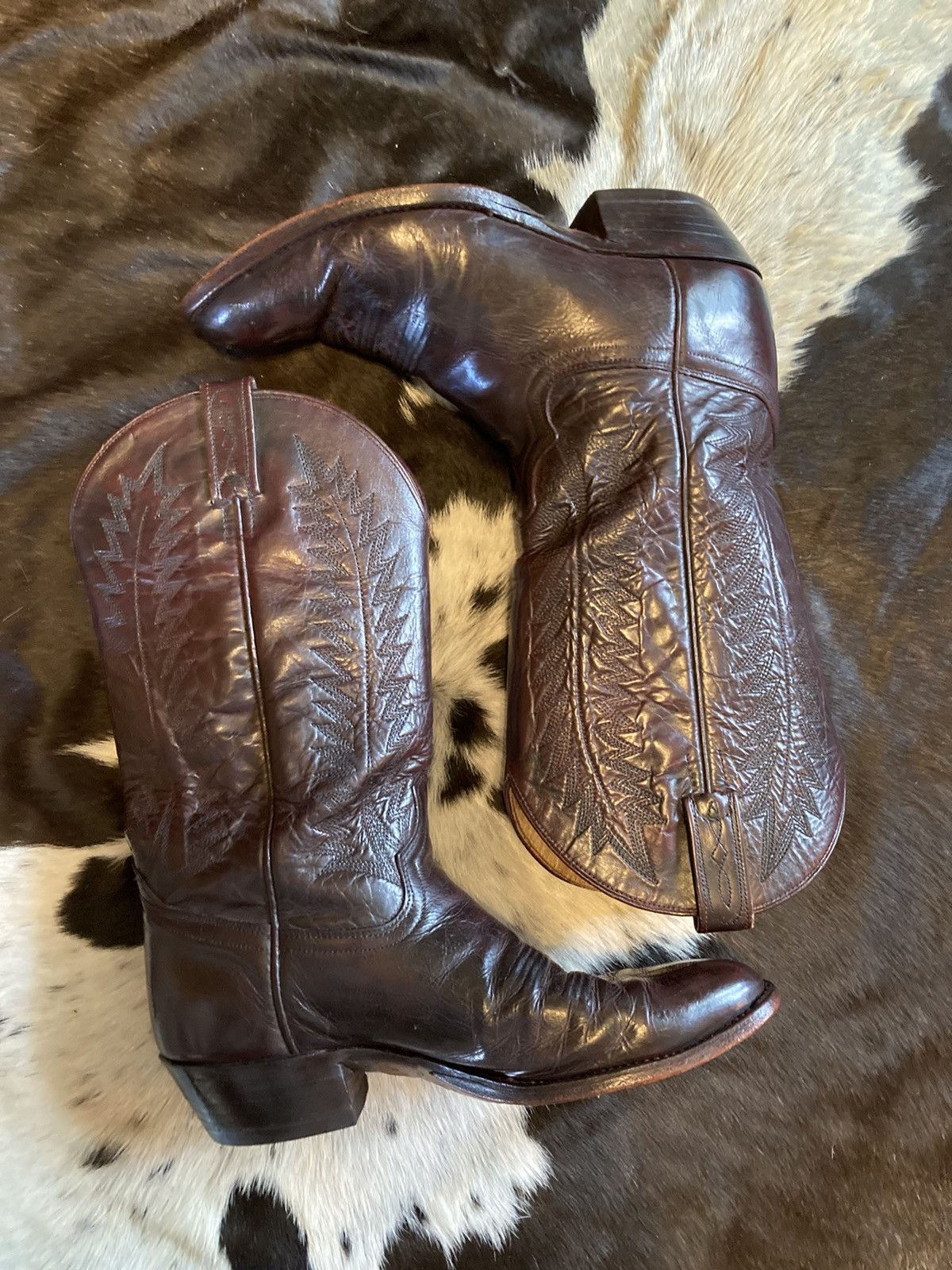 Vintage Texas Brand Campus Boots Men\'s 9.5D M 63 Western Workwear Vintage J Chisholm Vintage Western Brown Cowboy Boots Mens  main image 3