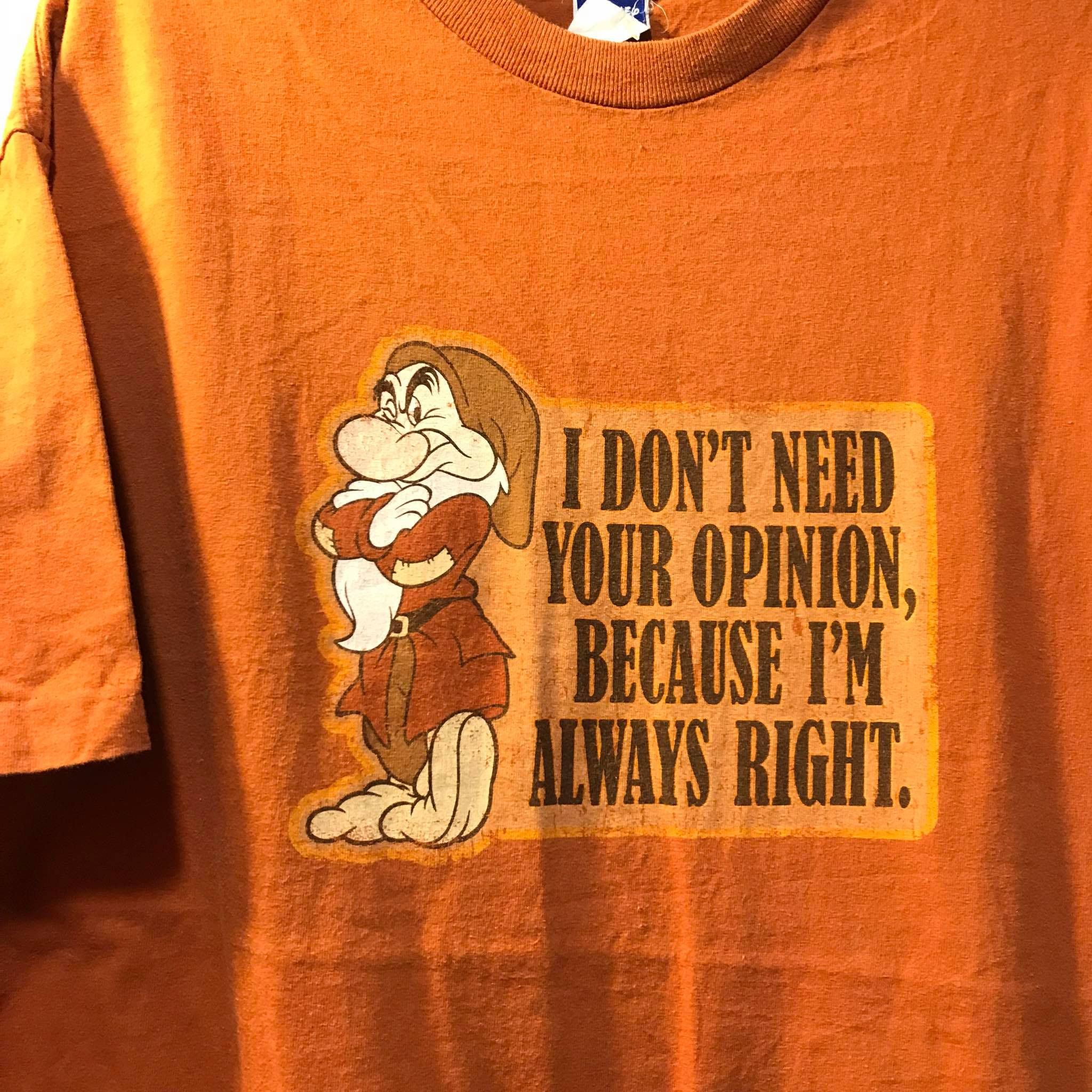 Disney Grumpy Dwarf I Don't Need Your Opinion Cartoon Tee Size US XL / EU 56 / 4 - 2 Thumbnail