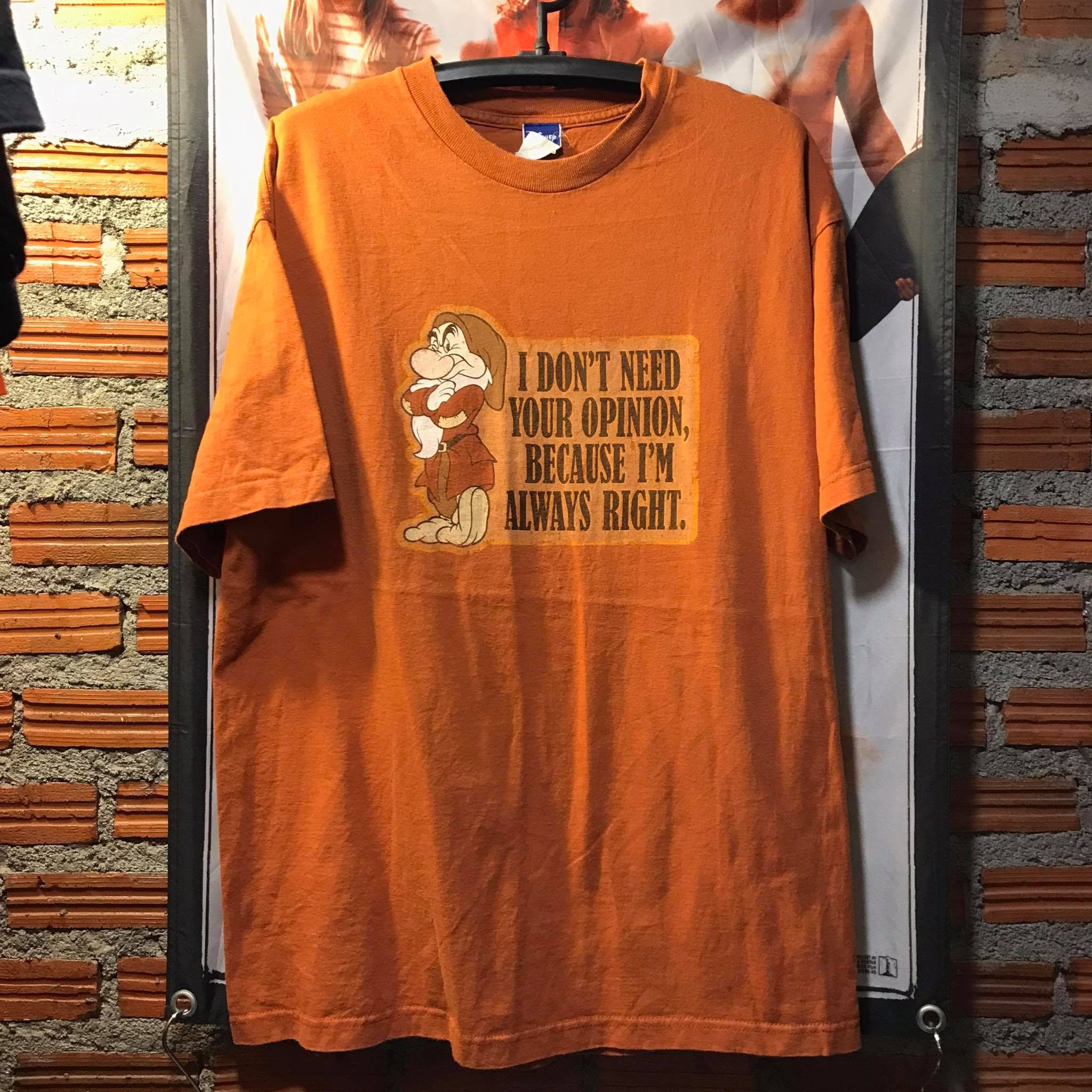 Disney Grumpy Dwarf I Don't Need Your Opinion Cartoon Tee Size US XL / EU 56 / 4 - 1 Thumbnail