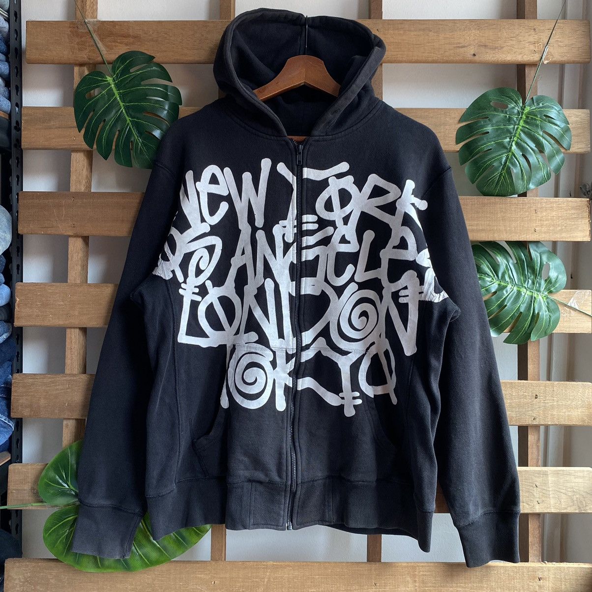 Japanese Brand × Stussy Stussy Graffiti Overprint Zipper Hoodie