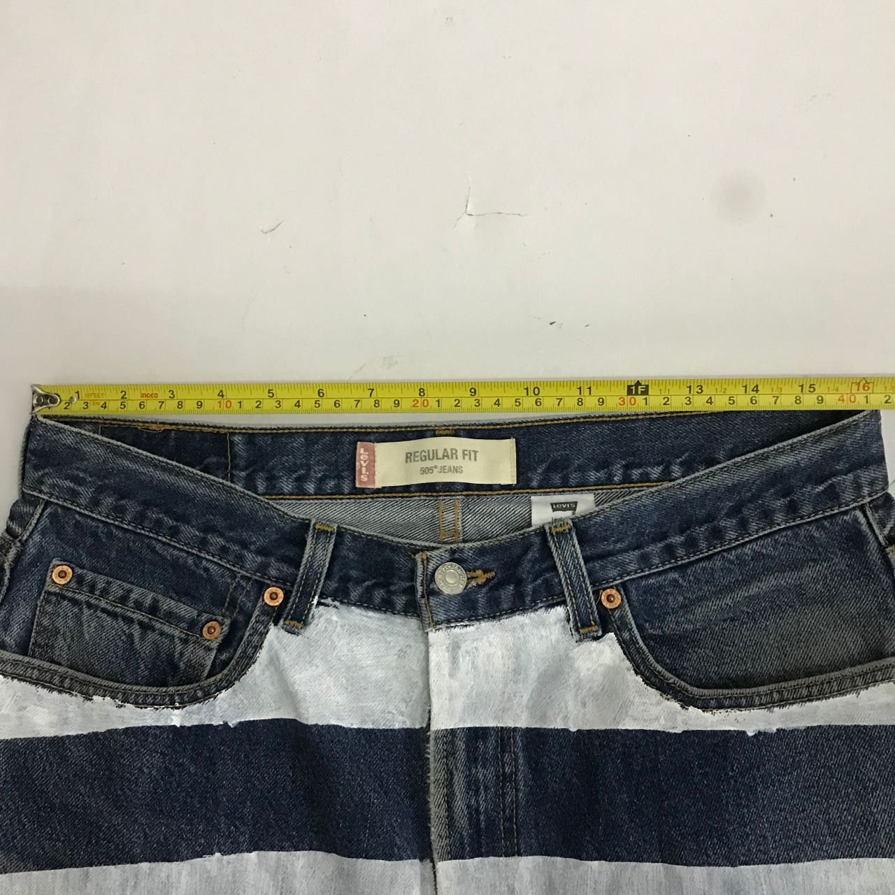 Levi's Vintage Clothing 🔥 Vintage Levi's 505 Regular Fit Striped Design Jeans Size US 34 / EU 50 - 5 Thumbnail