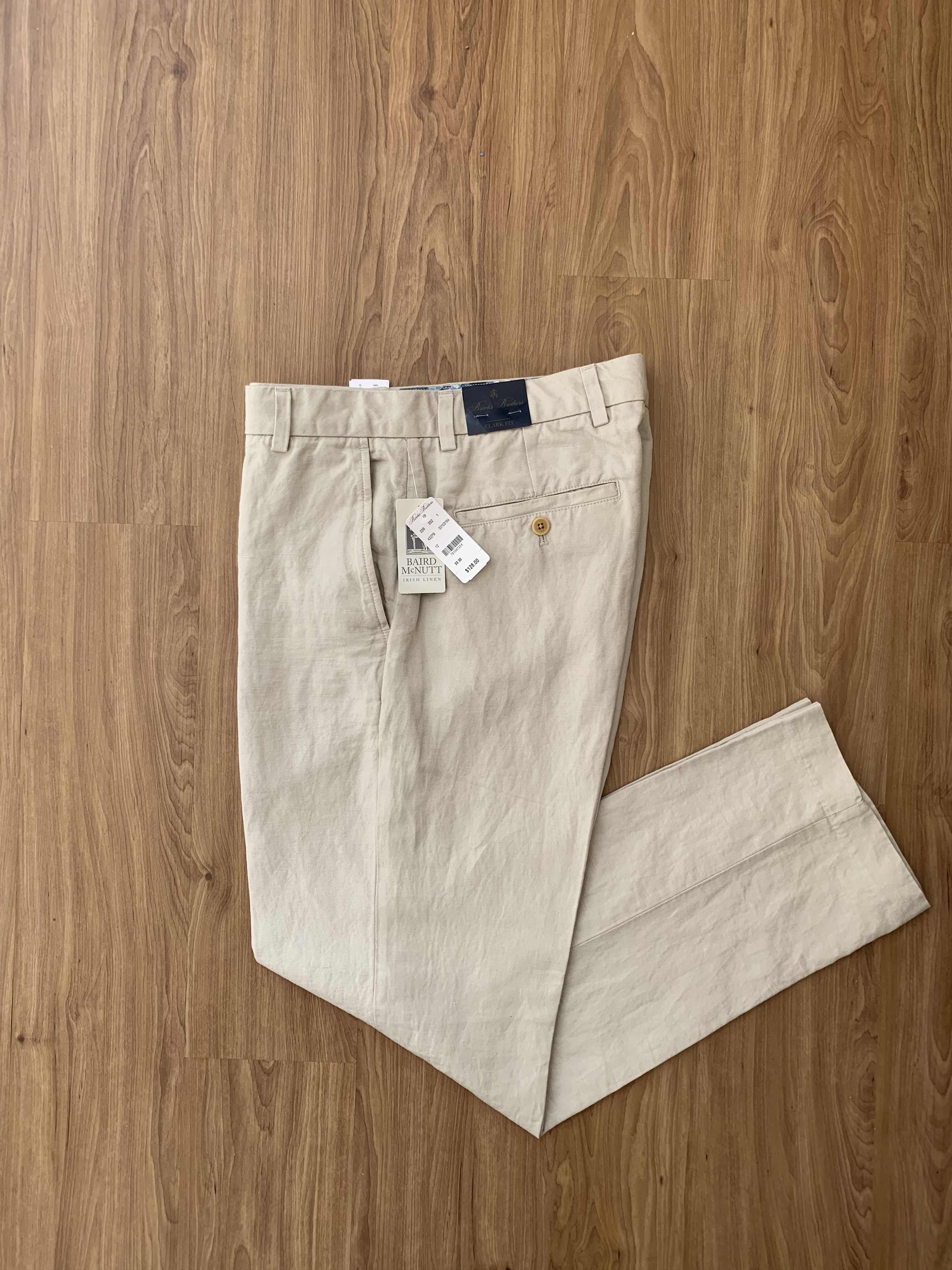 Oatmeal Baird McNutt Irish Linen Cotton Pants (Clark Fit)