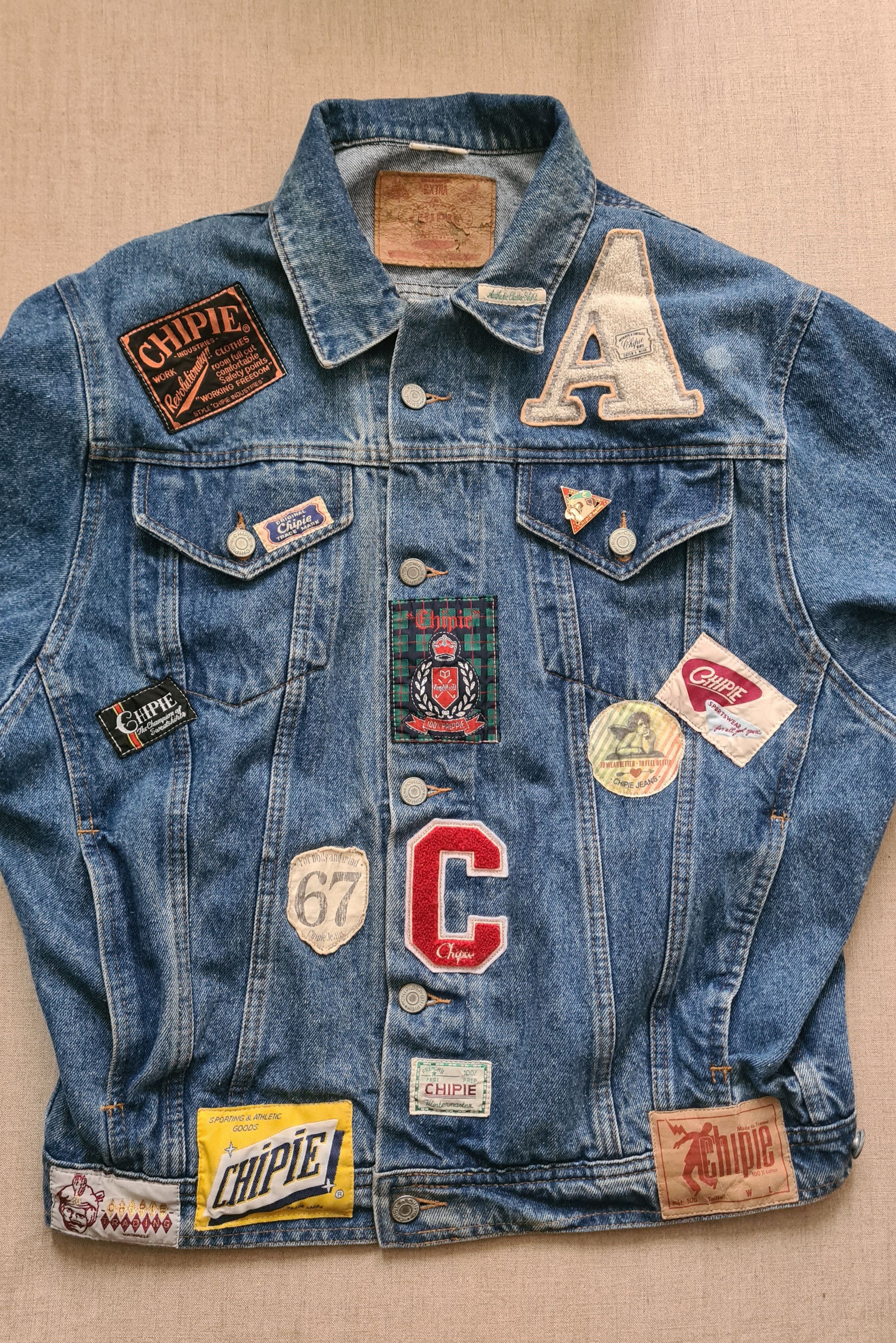 Veste Bomber Papillon Femme Vintage Chipie Denim - Taille UK XS, Denim Bleu, Neuf Sans étiquette