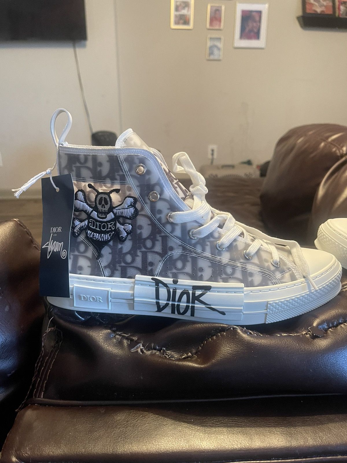 Dior And Shawn B23 High TopBee Embroidery Sneakers Size 45 Dior Shawn Stüssy Bee Embroidery Oblique Monogram B23 High  main image 3