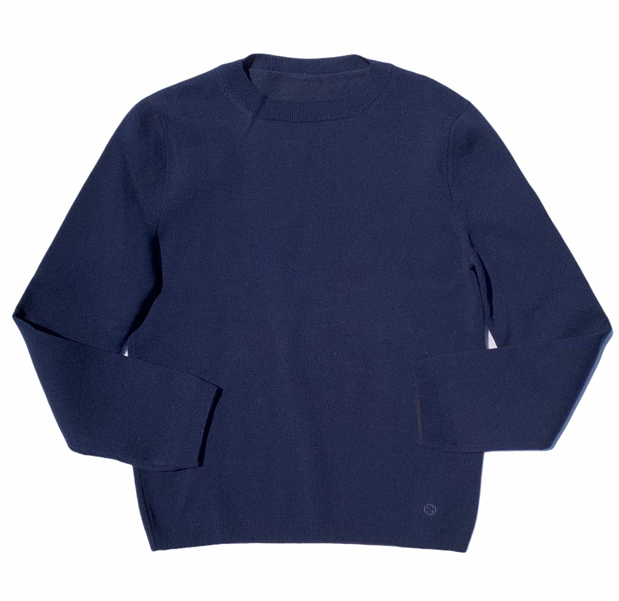 Gucci Navy Wool Knit Sweater With Interlocking GG Logo Size US S / EU 44-46 / 1 - 1 Thumbnail