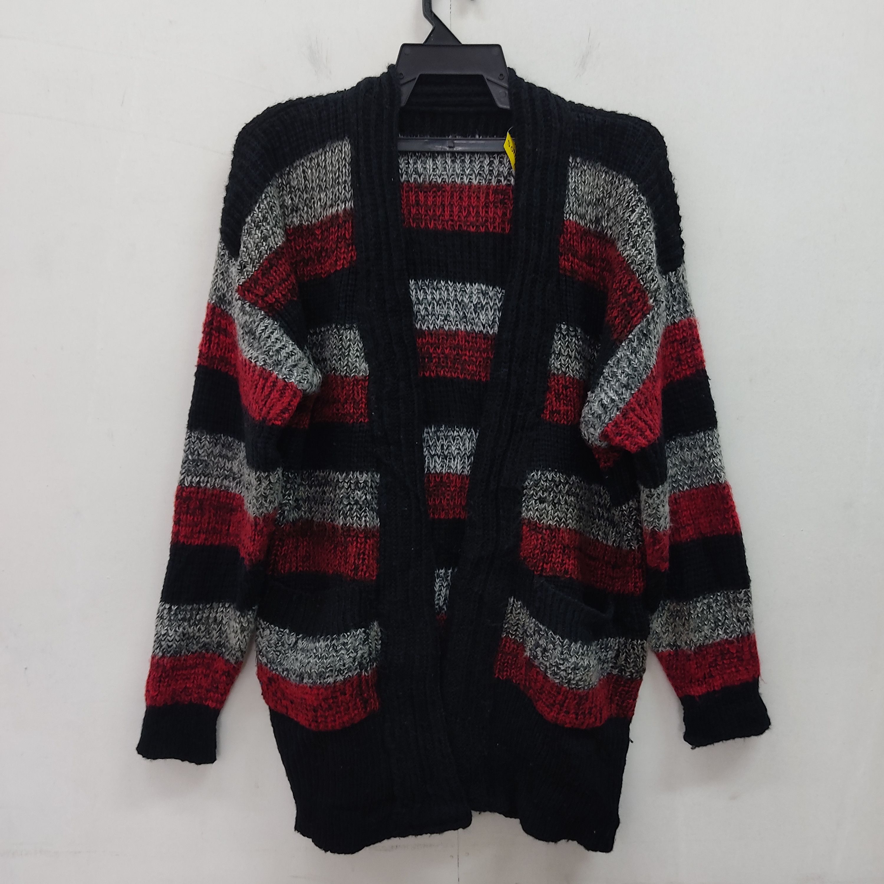 image of Kimono Style Stripes Cardigan Knitwear in Black Red, Men's (Size Medium)