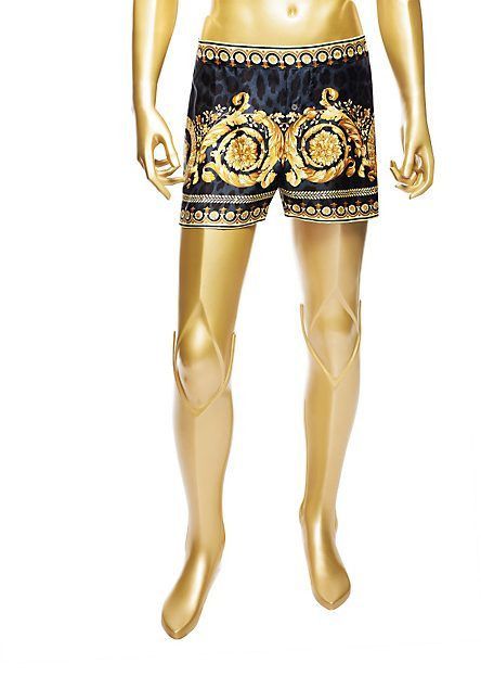 Versace Baroque Gold Crown Animal Print 100% Silk Boxers size 6 $495 SALE