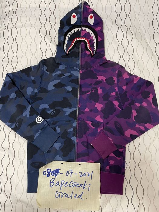 Bape purple store and blue hoodie