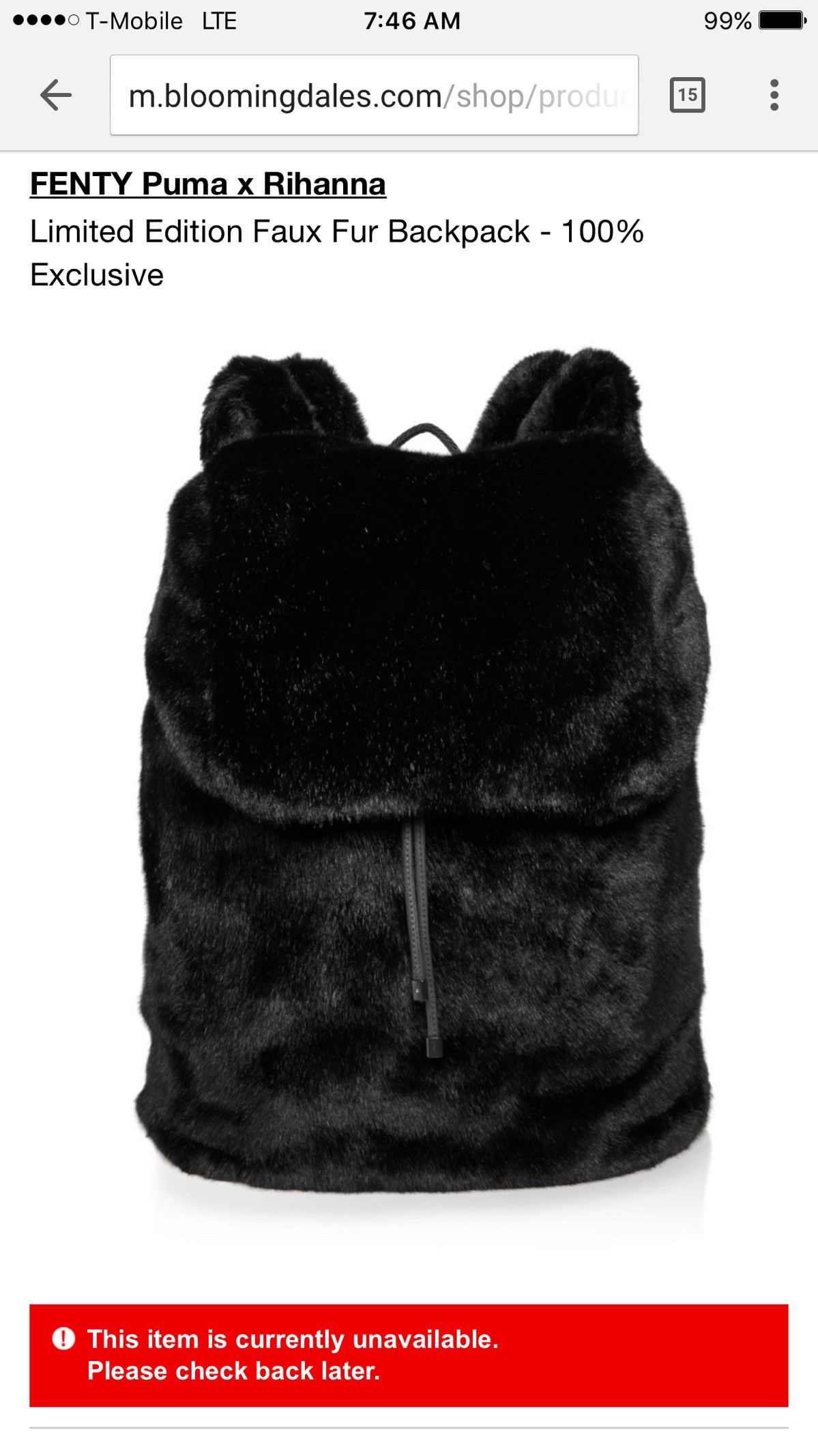 Puma X Rihanna Faux Fur Backpack Grailed