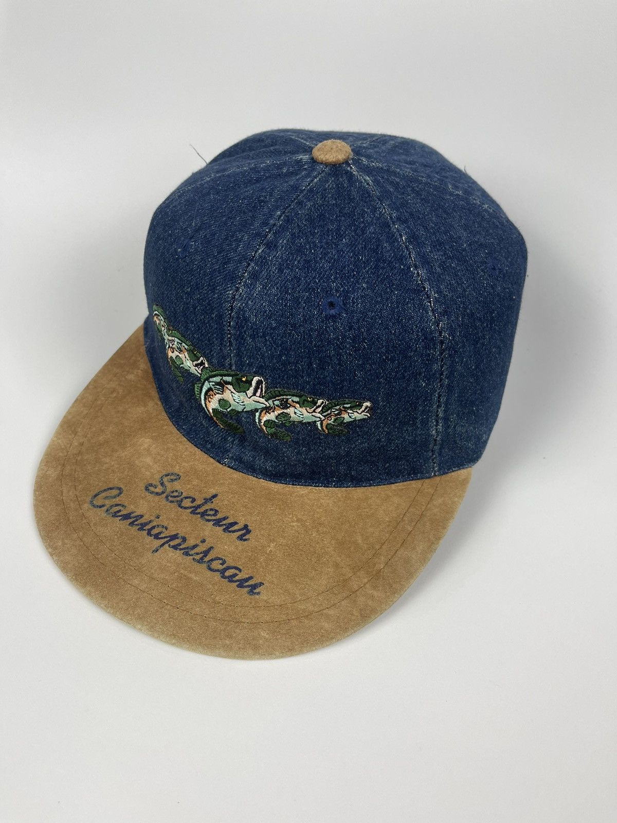 Vintage Vintage Secteur Caniapiscan denim & leather hat Size ONE SIZE - 2 Thumbnail