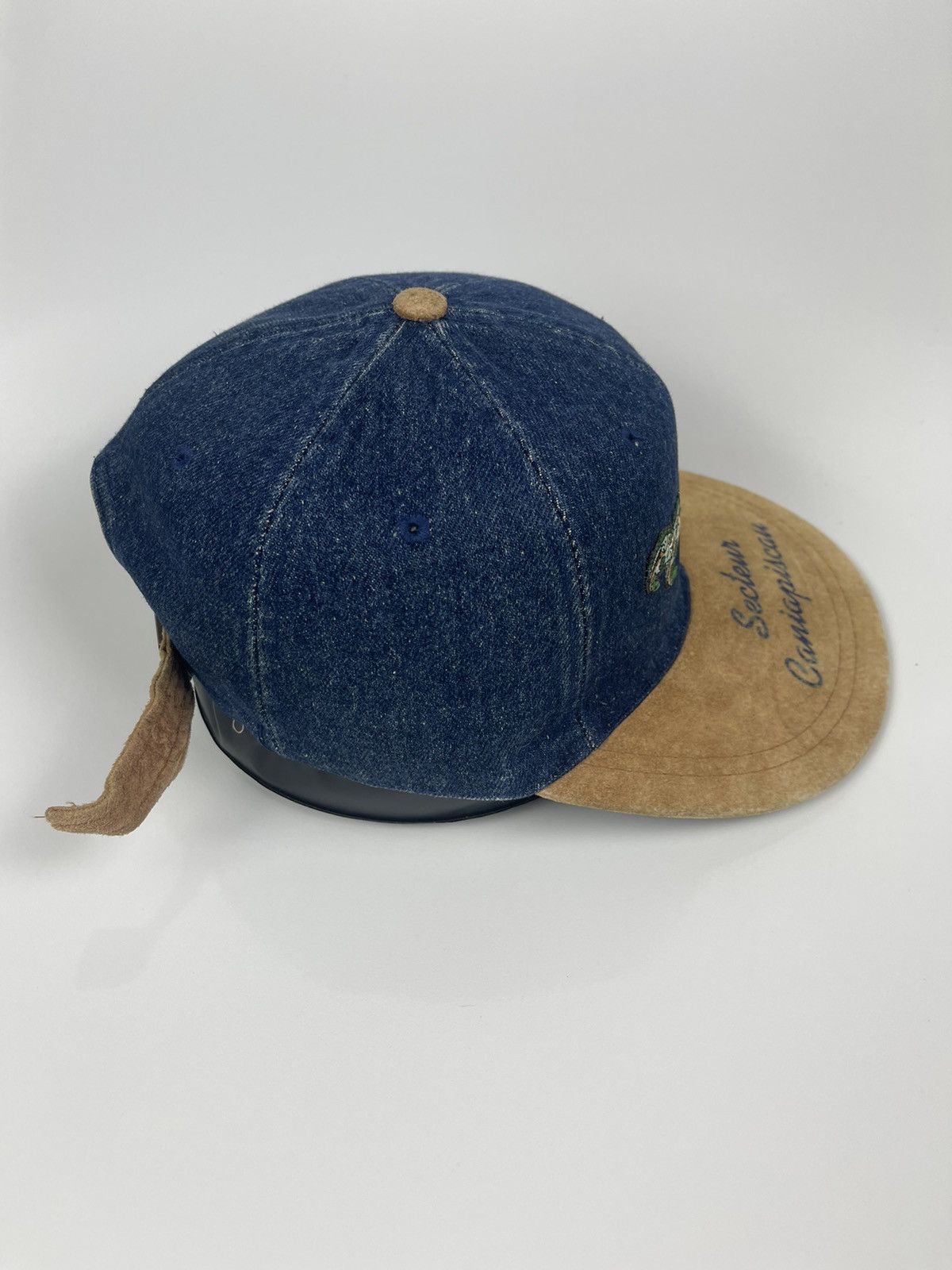 Vintage Vintage Secteur Caniapiscan denim & leather hat Size ONE SIZE - 6 Thumbnail