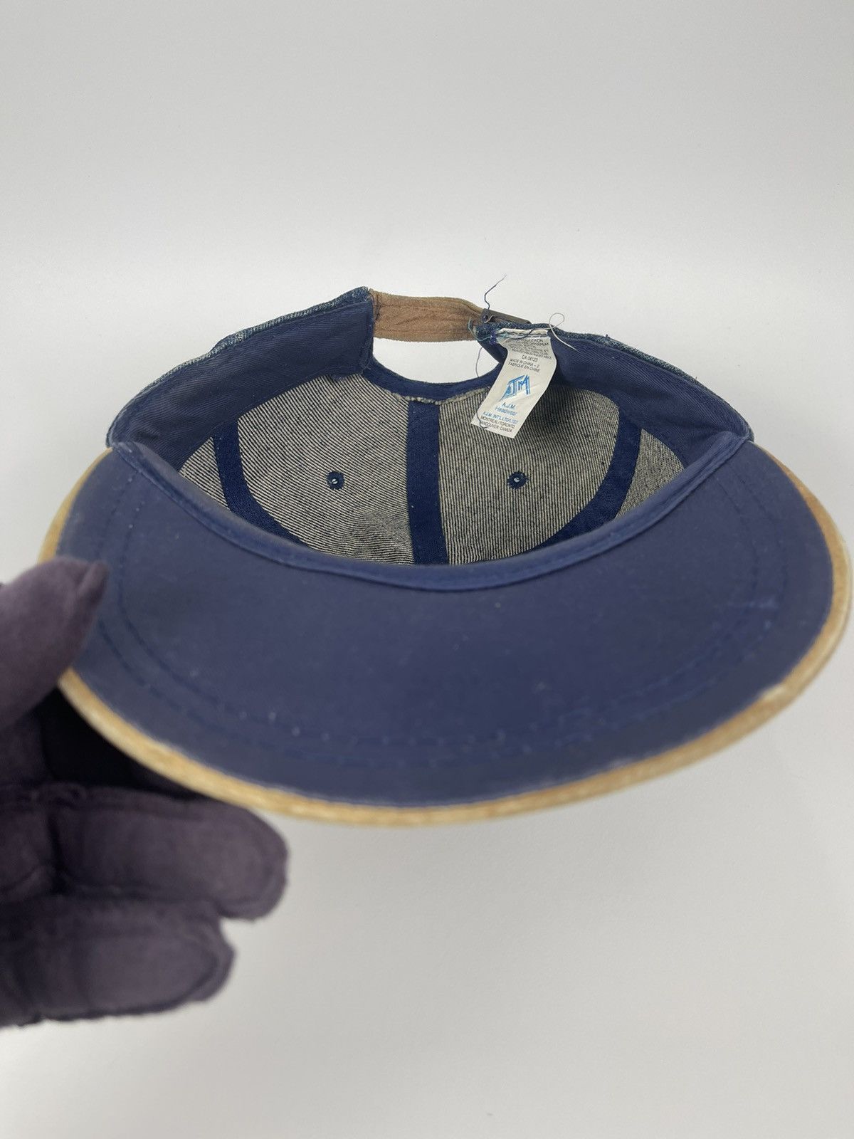Vintage Vintage Secteur Caniapiscan denim & leather hat Size ONE SIZE - 10 Thumbnail