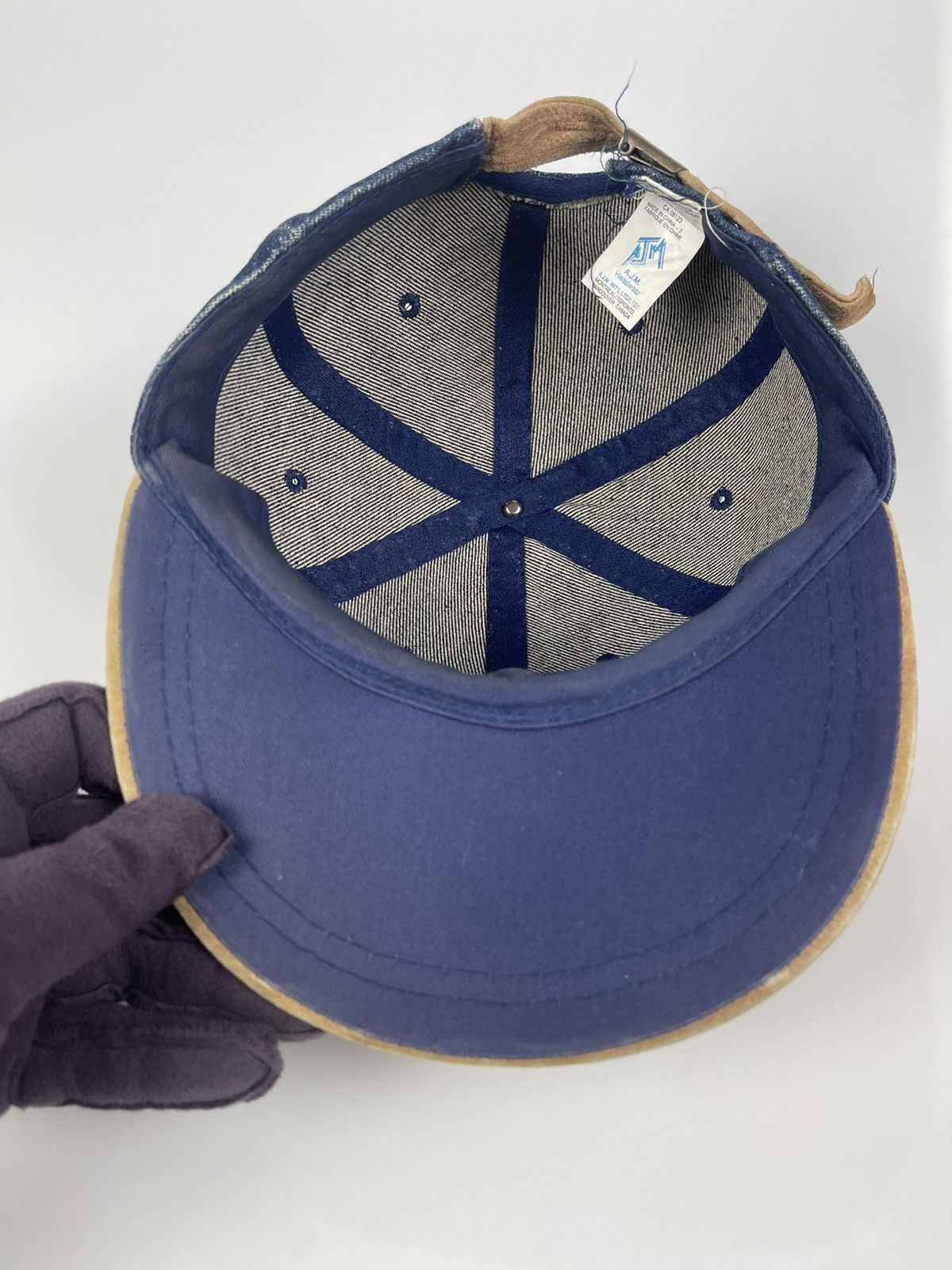 Vintage Vintage Secteur Caniapiscan denim & leather hat Size ONE SIZE - 11 Thumbnail