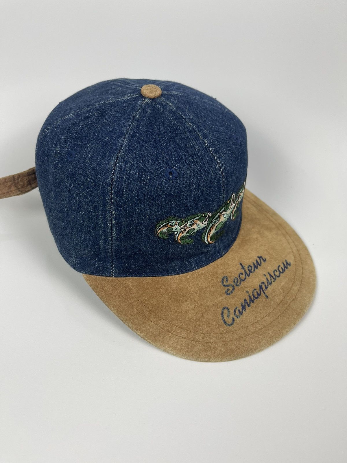 Vintage Vintage Secteur Caniapiscan denim & leather hat Size ONE SIZE - 3 Thumbnail