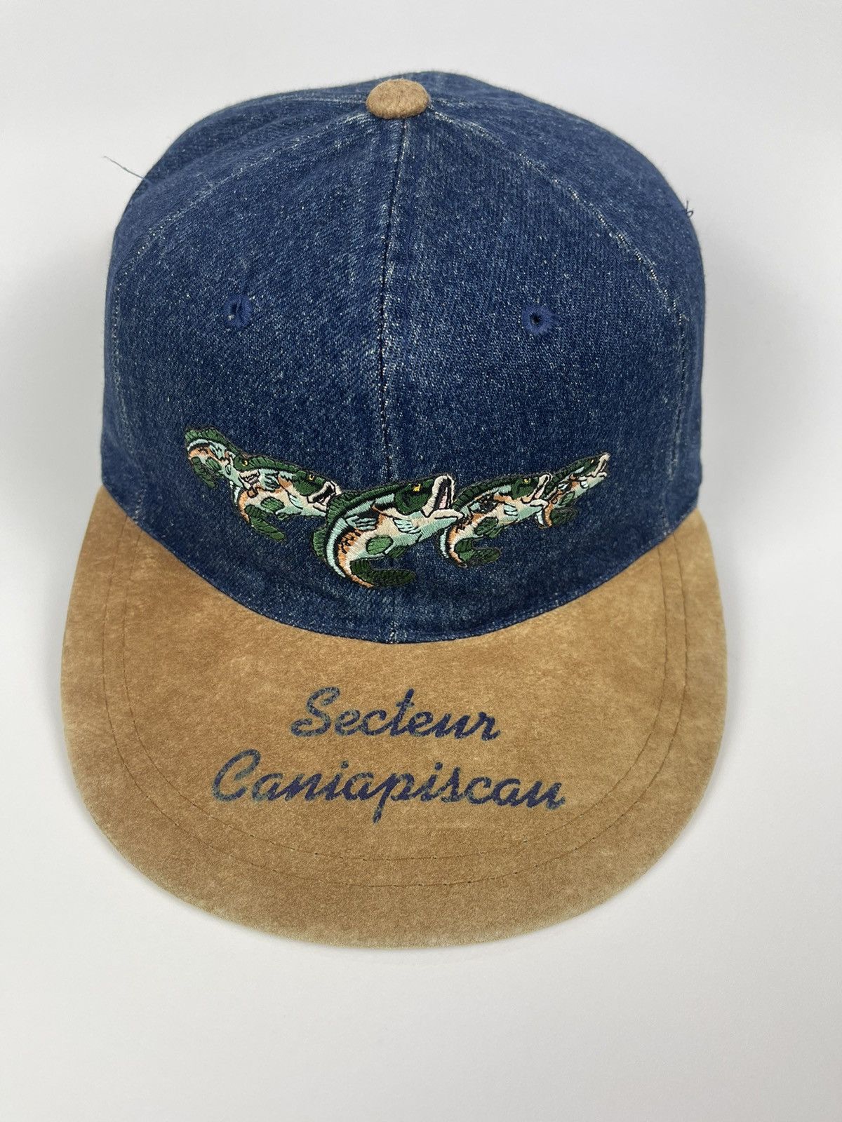 Vintage Vintage Secteur Caniapiscan denim & leather hat Size ONE SIZE - 1 Thumbnail