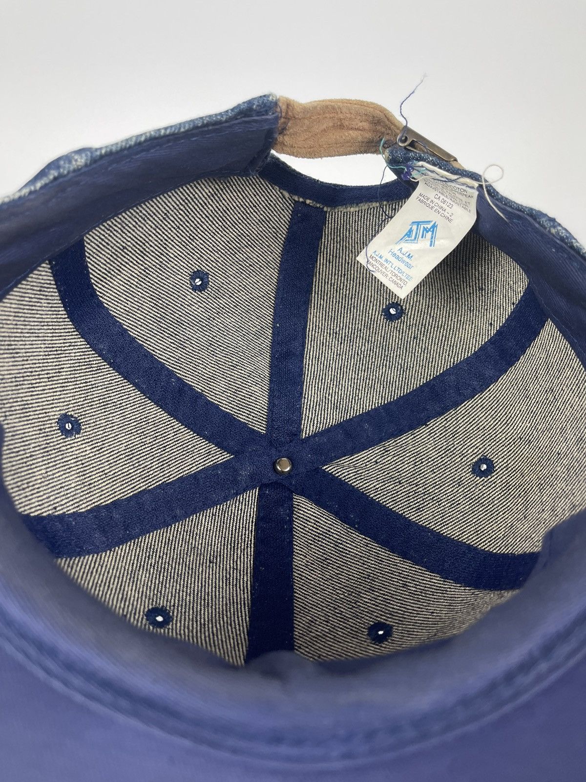 Vintage Vintage Secteur Caniapiscan denim & leather hat Size ONE SIZE - 13 Thumbnail