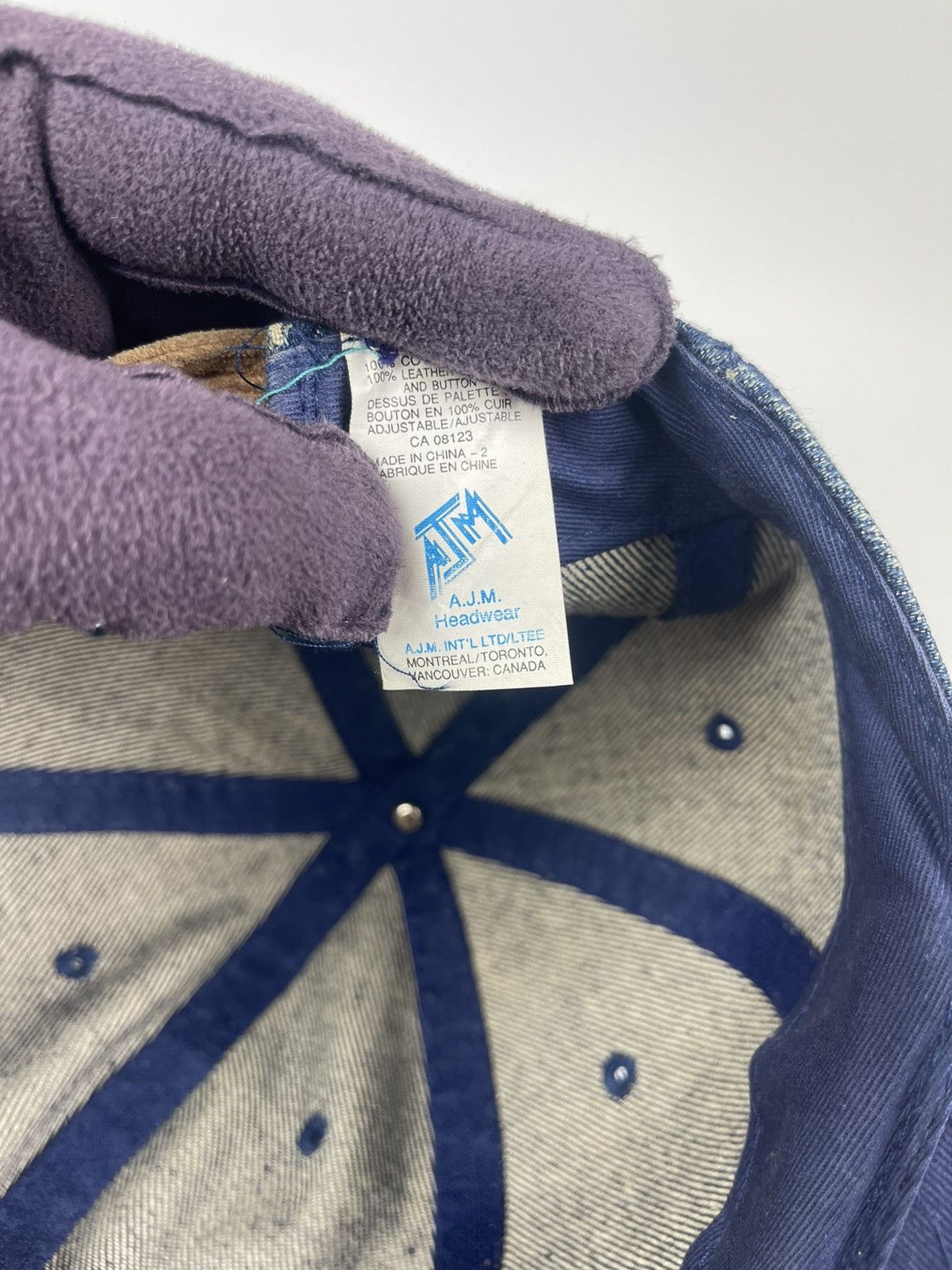 Vintage Vintage Secteur Caniapiscan denim & leather hat Size ONE SIZE - 16 Thumbnail