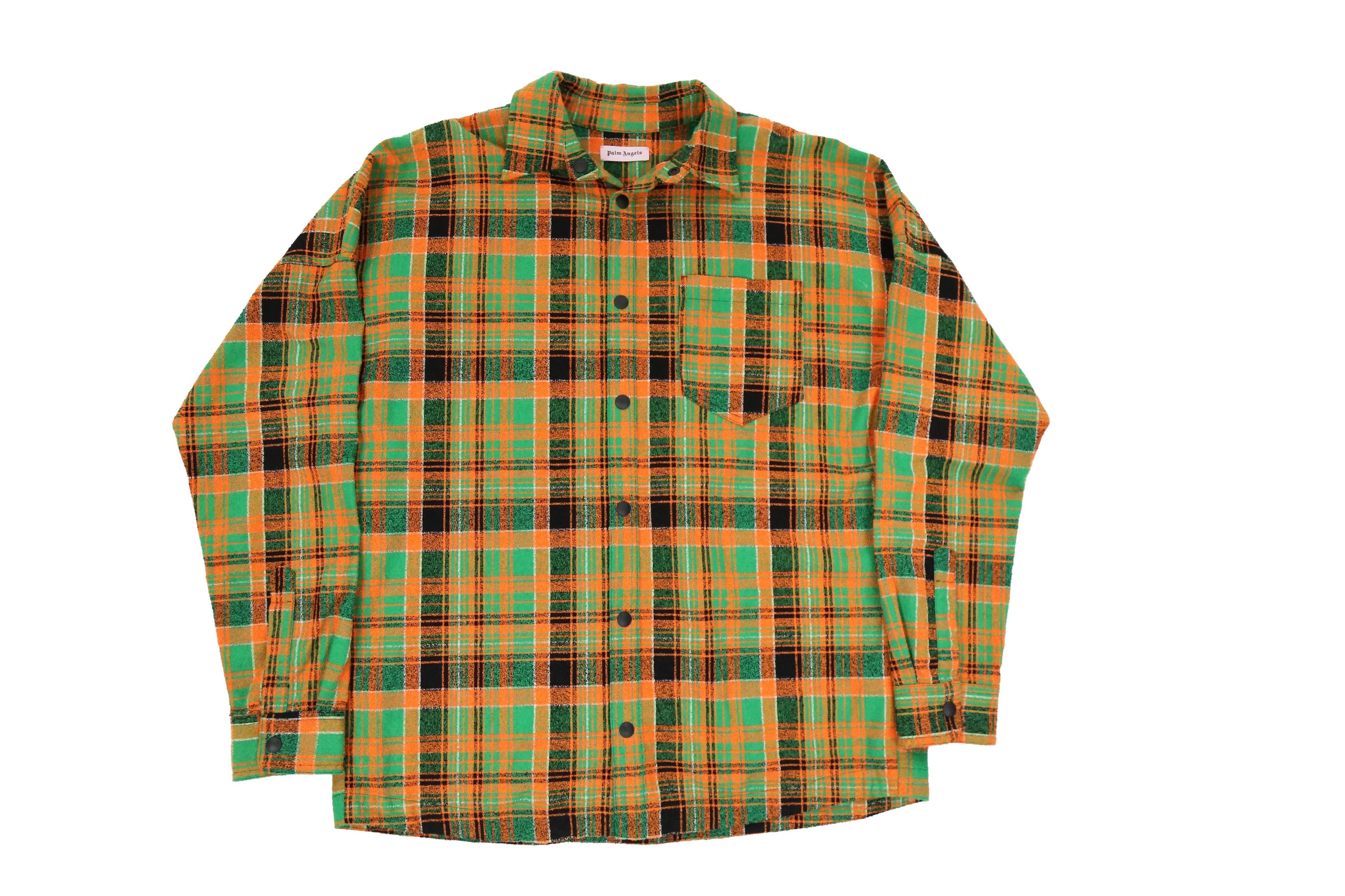 Palm Angels Plaid-Print Shirt Jacket Orange/Multicolour - FW23