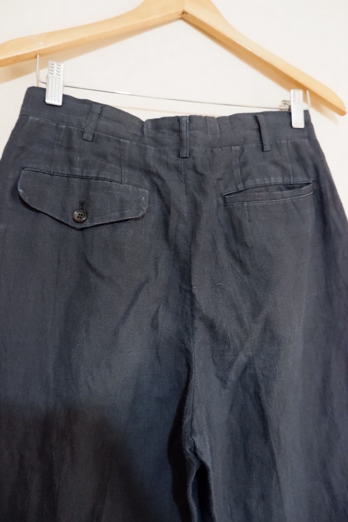 Comme des Garcons × Comme des Garcons Homme Plus AW2000 Comme Des Garcons Homme Black Wash Linen Pants Size US 29 - 6 Thumbnail