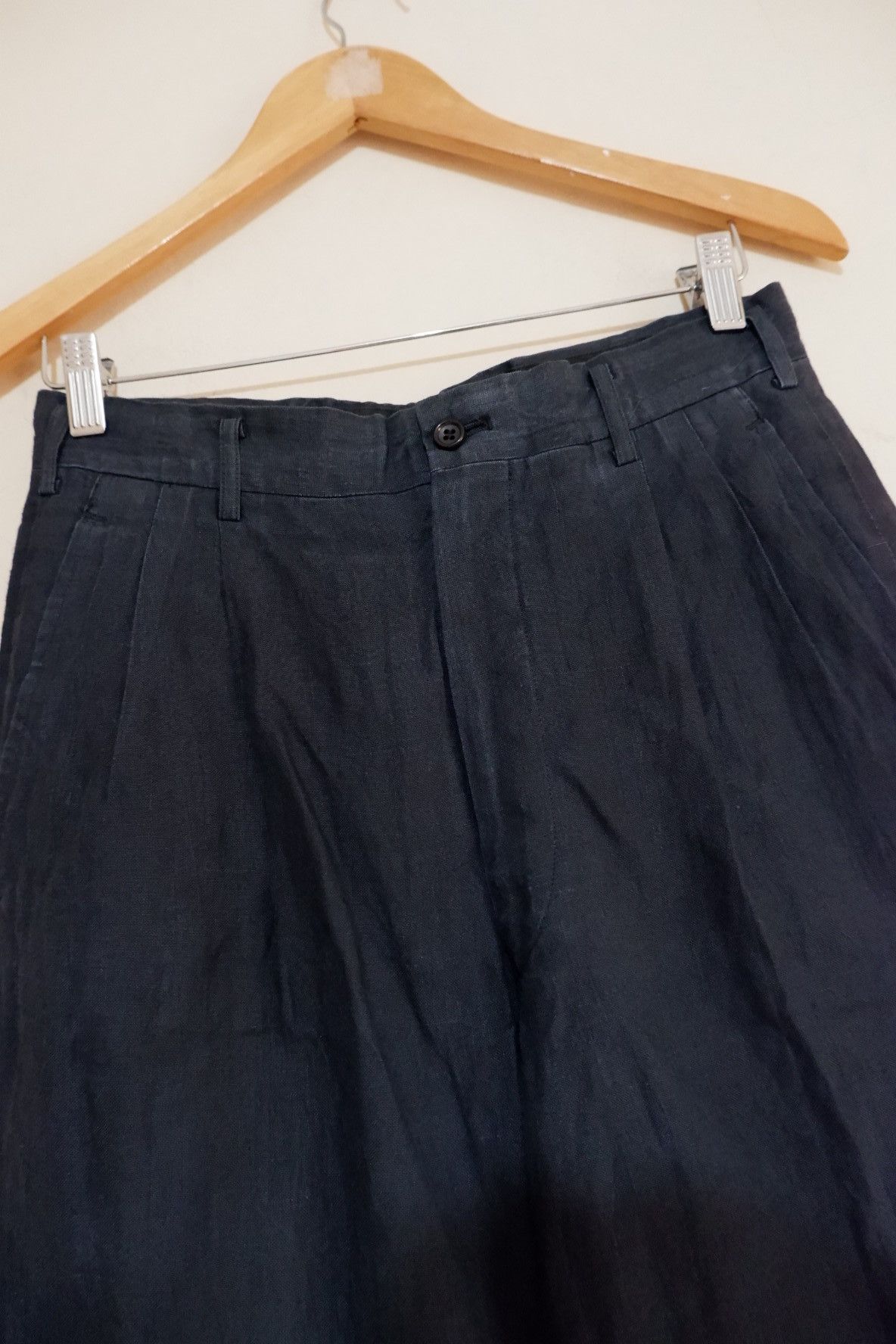 Comme des Garcons × Comme des Garcons Homme Plus AW2000 Comme Des Garcons Homme Black Wash Linen Pants Size US 29 - 3 Thumbnail