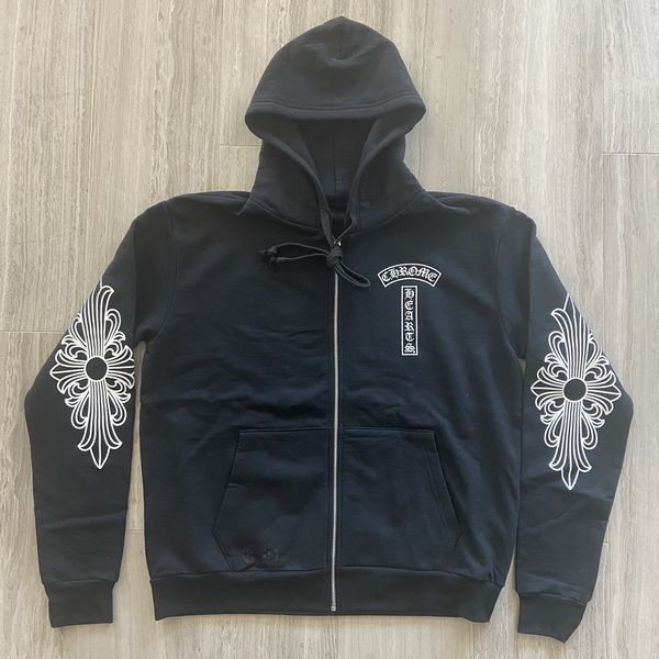 Chrome Hearts Chrome Hearts Floral Cross Vertical Logo Zip Up Hoodie ...