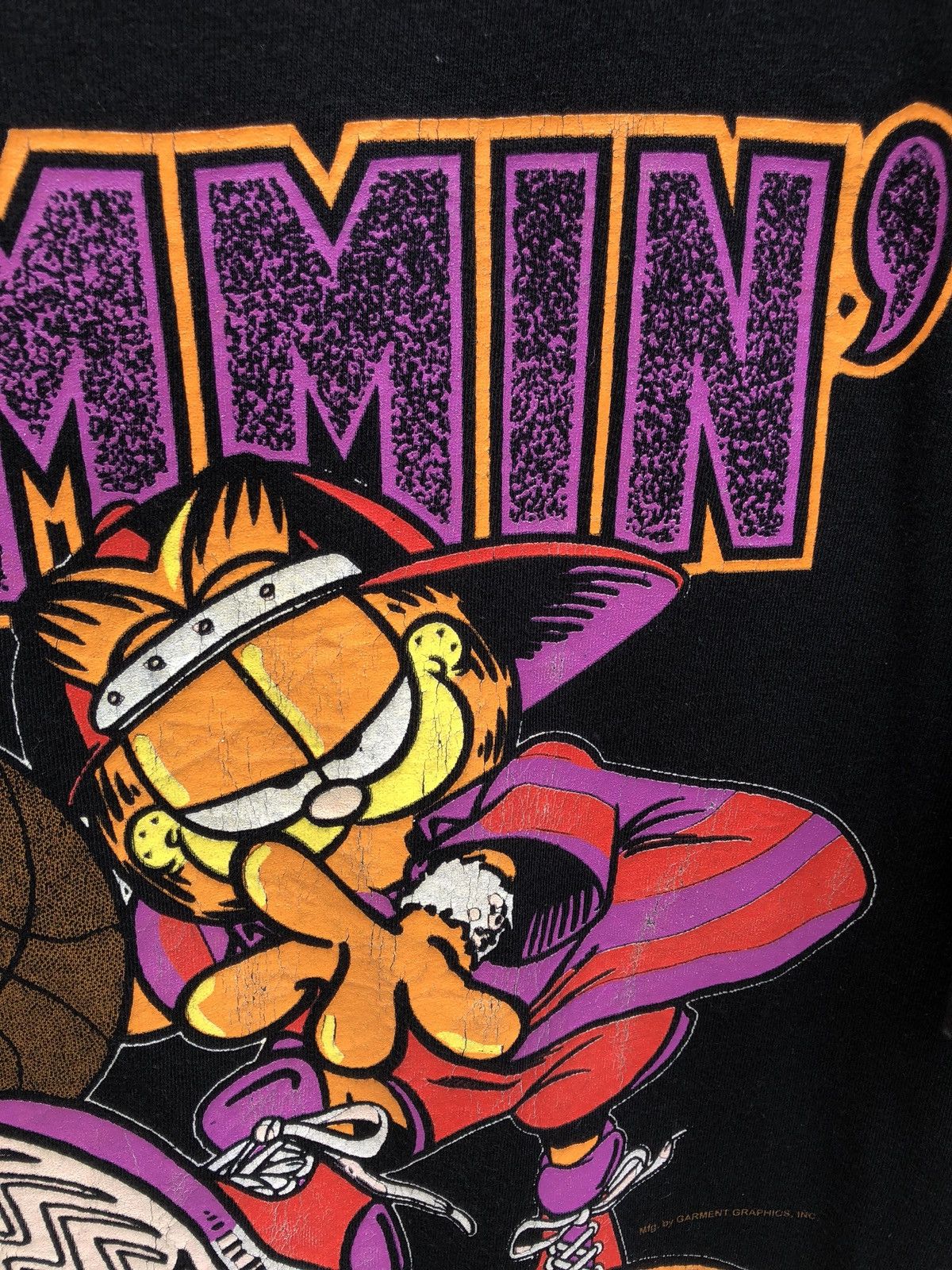 Vintage Vintage 90s Garfield JAMMIN’ Basketball t shirt Size US L / EU 52-54 / 3 - 4 Thumbnail