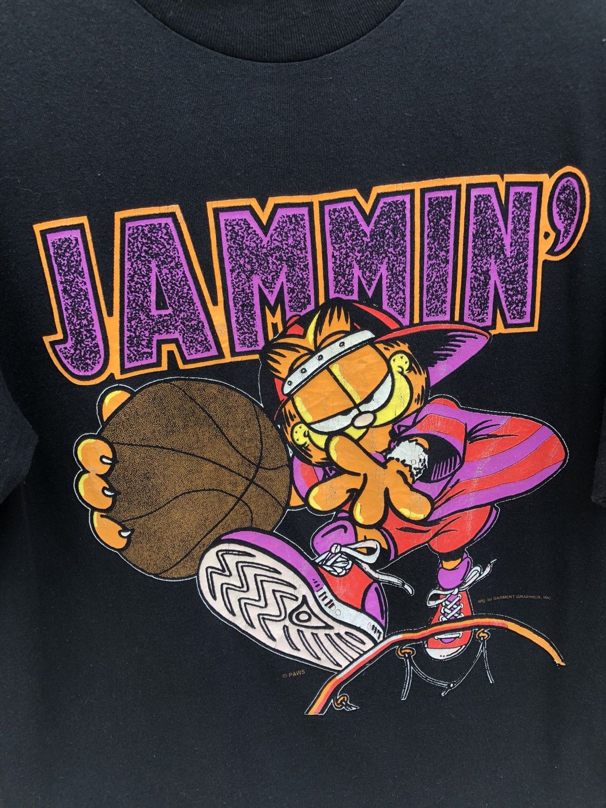 Vintage Vintage 90s Garfield JAMMIN’ Basketball t shirt Size US L / EU 52-54 / 3 - 2 Thumbnail