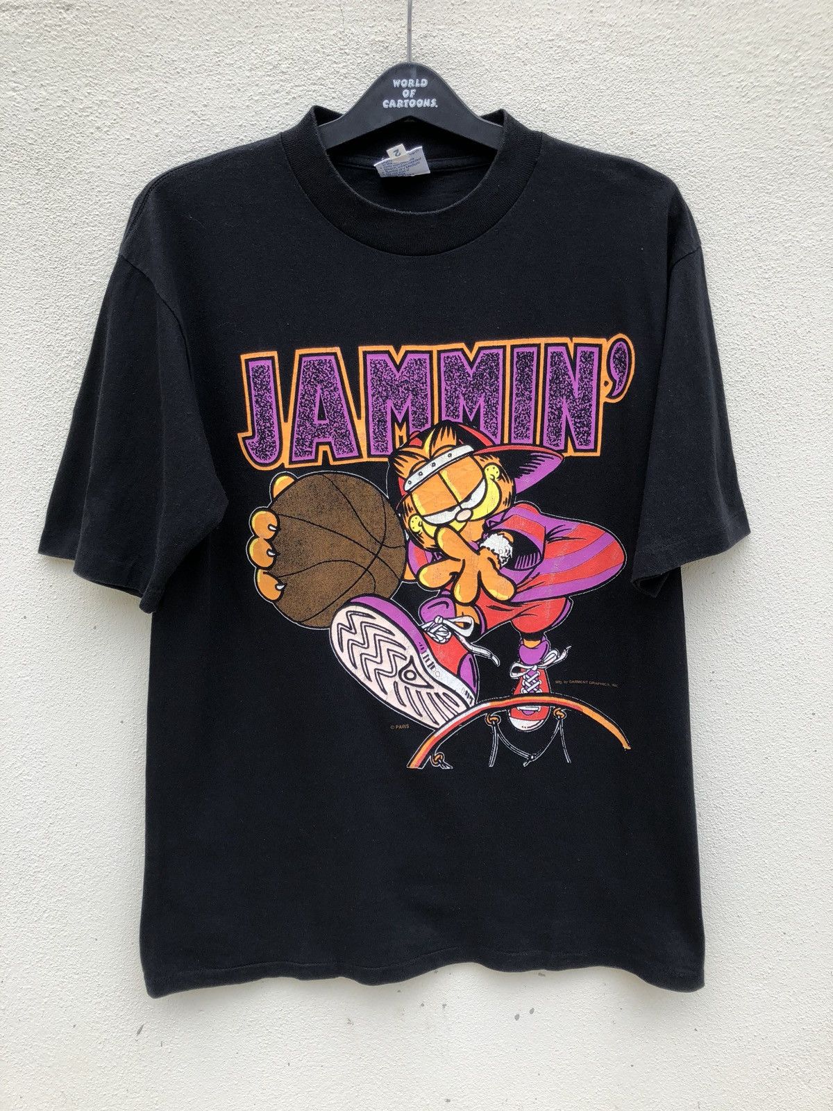 Vintage Vintage 90s Garfield JAMMIN’ Basketball t shirt Size US L / EU 52-54 / 3 - 1 Thumbnail