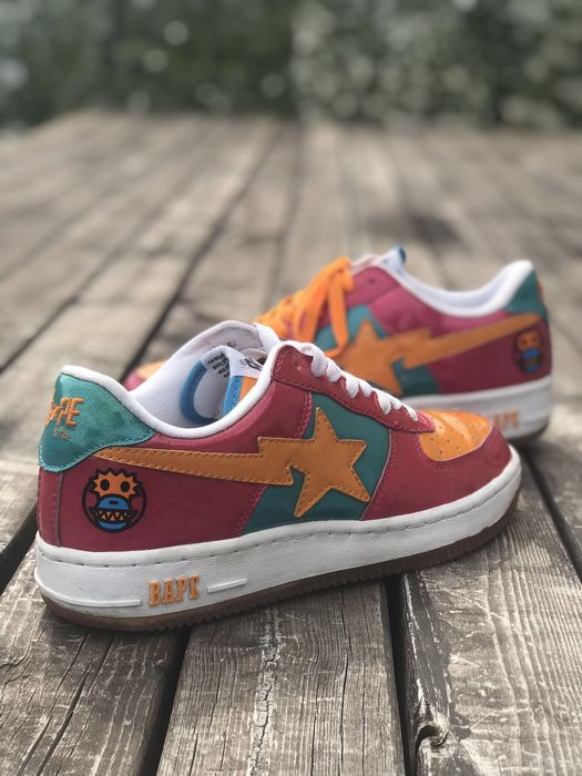 Bape Bapesta Baby Milo Monster Purple/Red/Orange Patent Leather