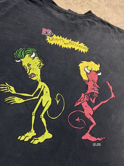 T-shirt Vintage Promo MTV 1997 Beavis Et Butt-Head Avec Rob Zombie - Taille XL - Noir