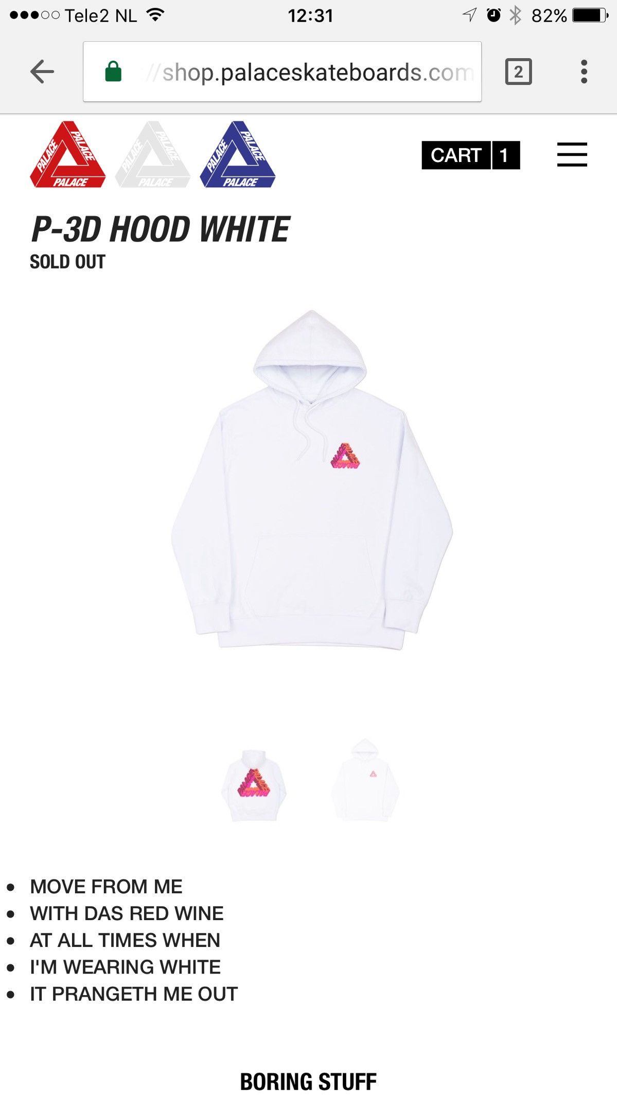 Palace P-3D Hoodie SS17 store White