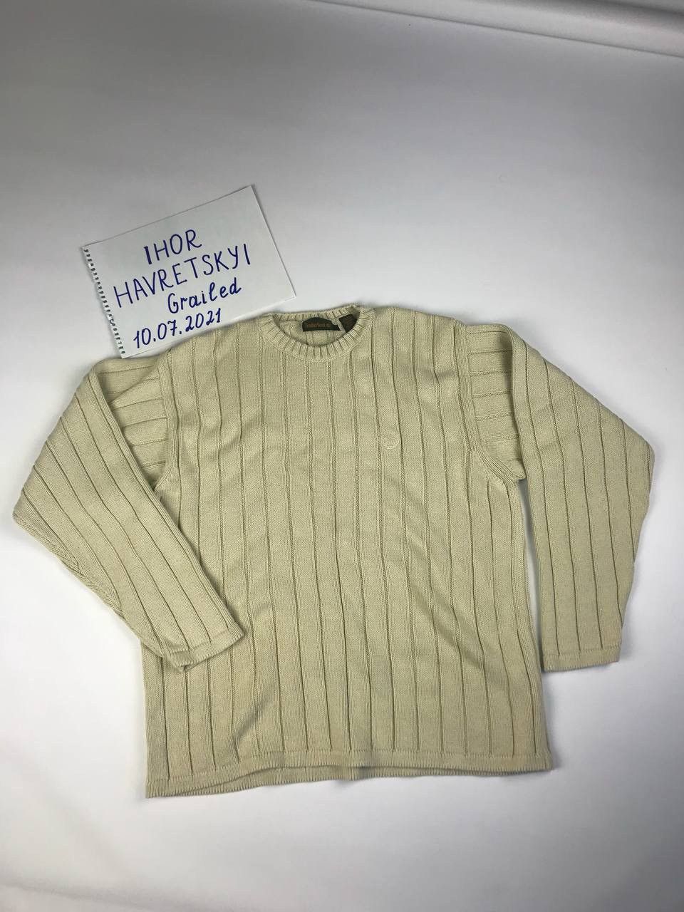 00'S Timberland ribbed cotton knit sweater, men's size XL cotton Beige type Vintage Second Hand